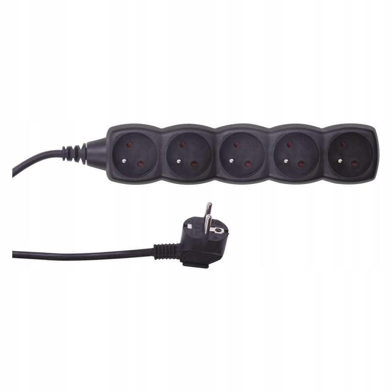 Emos Przedłużacz 5-gniazd z/u 3m /H05VV-F 3G1/ czarny PC0513 – Niezawodne zasilanie w Twoim domu