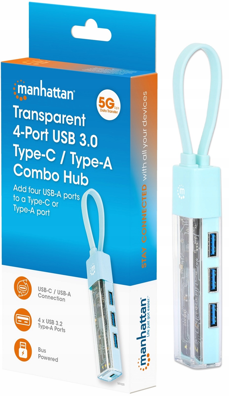 4-Portowy Hub USB 3.2 Gen1 Typ-A/C – Wydajność i wszechstronność w jednym