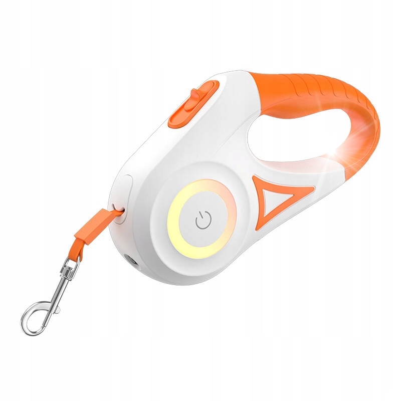 Smycz automatyczna LED Rojeco 5m (pomarańczowo-biała) – Bezpieczne spacery z pupilem