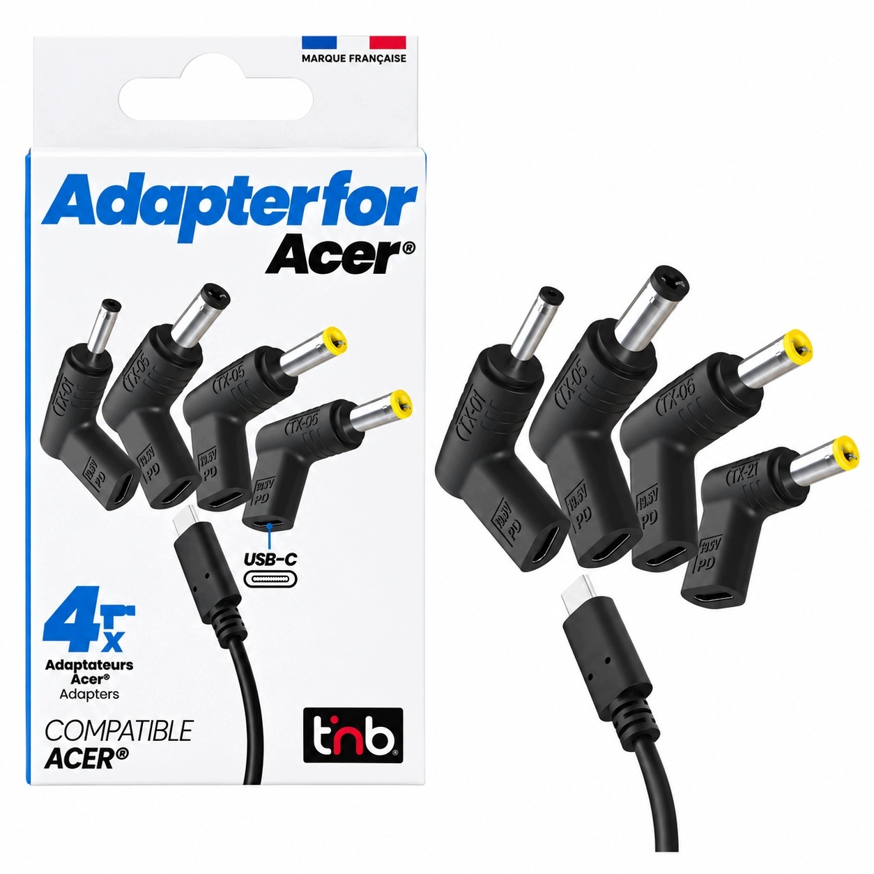 Zestaw adapterów USB-C Pd 4x do Acer - 90W Yx-01 Yx-05 Yx-21 Yx-06