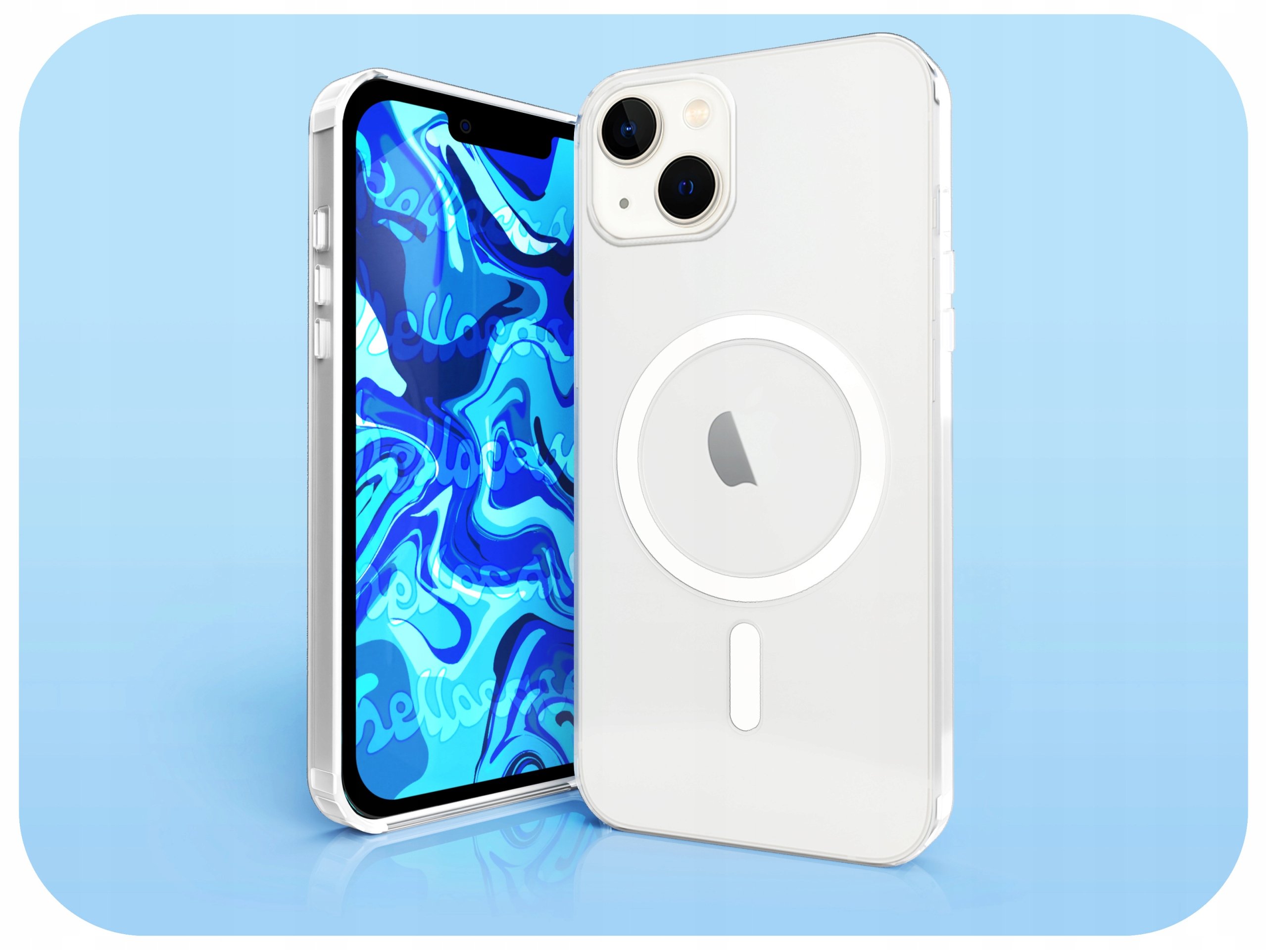 Etui magsafe do iPhone 13 przezroczyste magnetyczne pancerne + SZKŁO 5D 9H Marka Hello Case