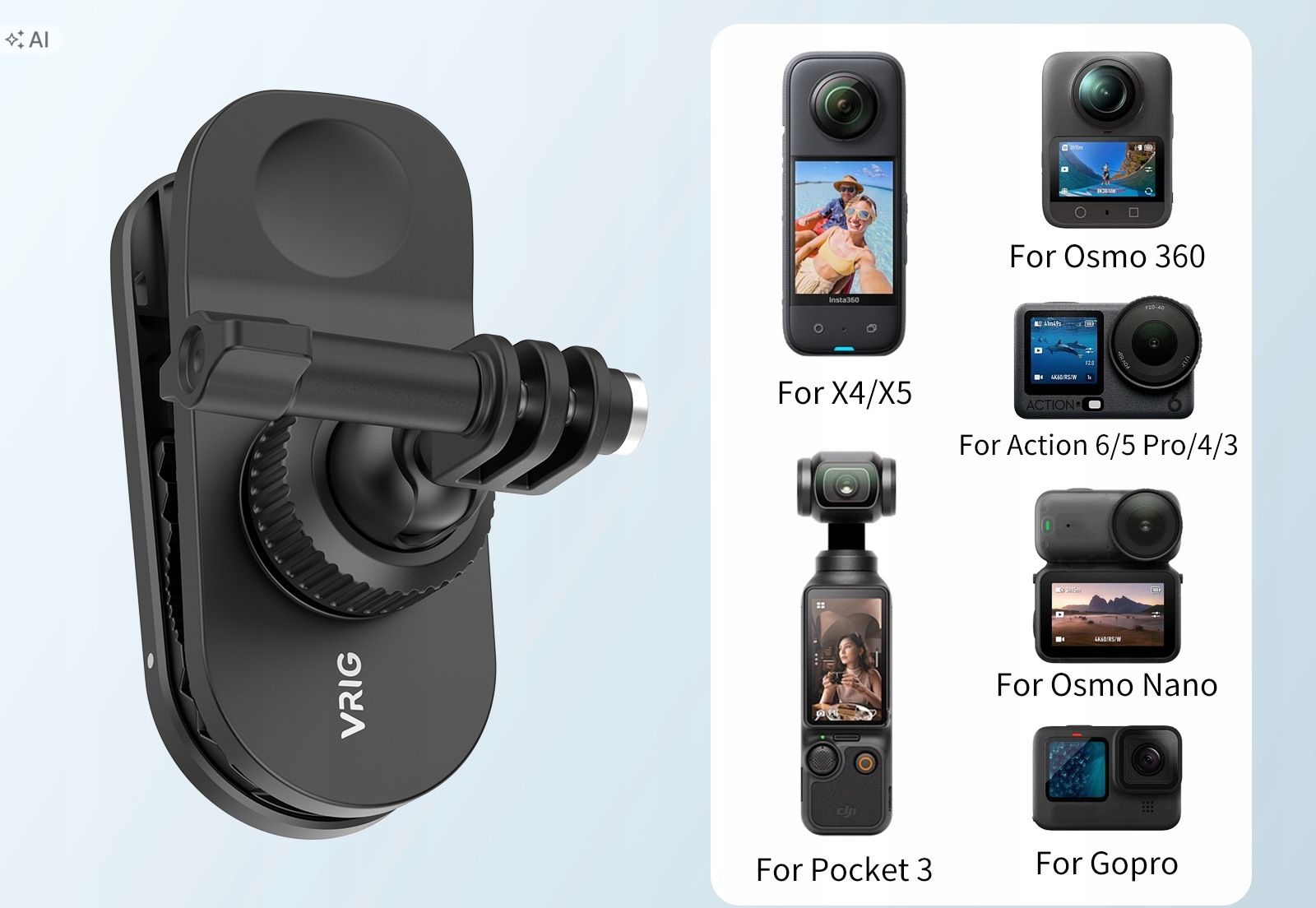 Kompatybilność z kamerami GoPro, DJI i Insta360 – Łatwe mocowanie