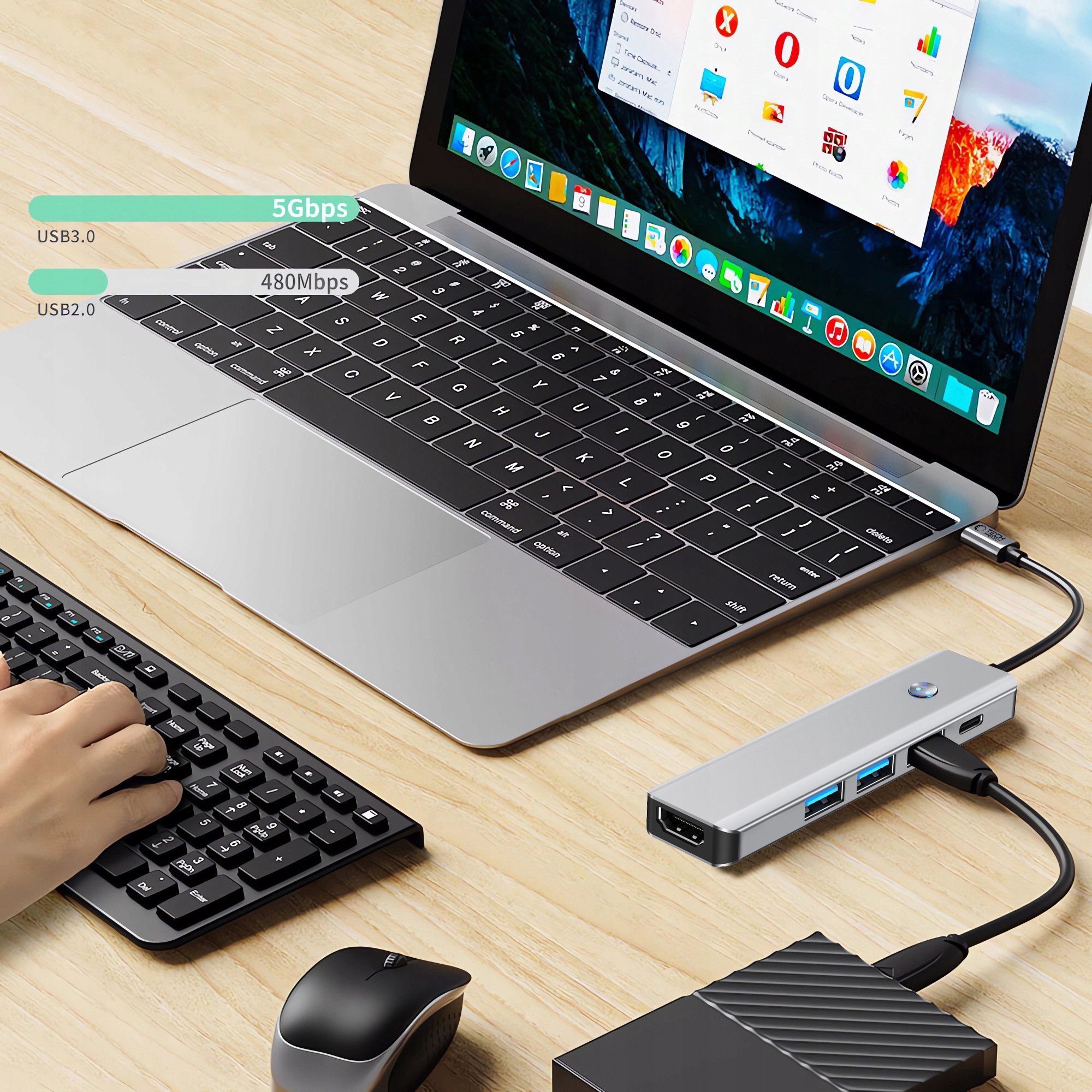 Wydajność przesyłania danych z portami USB-A 2.0 i 3.0