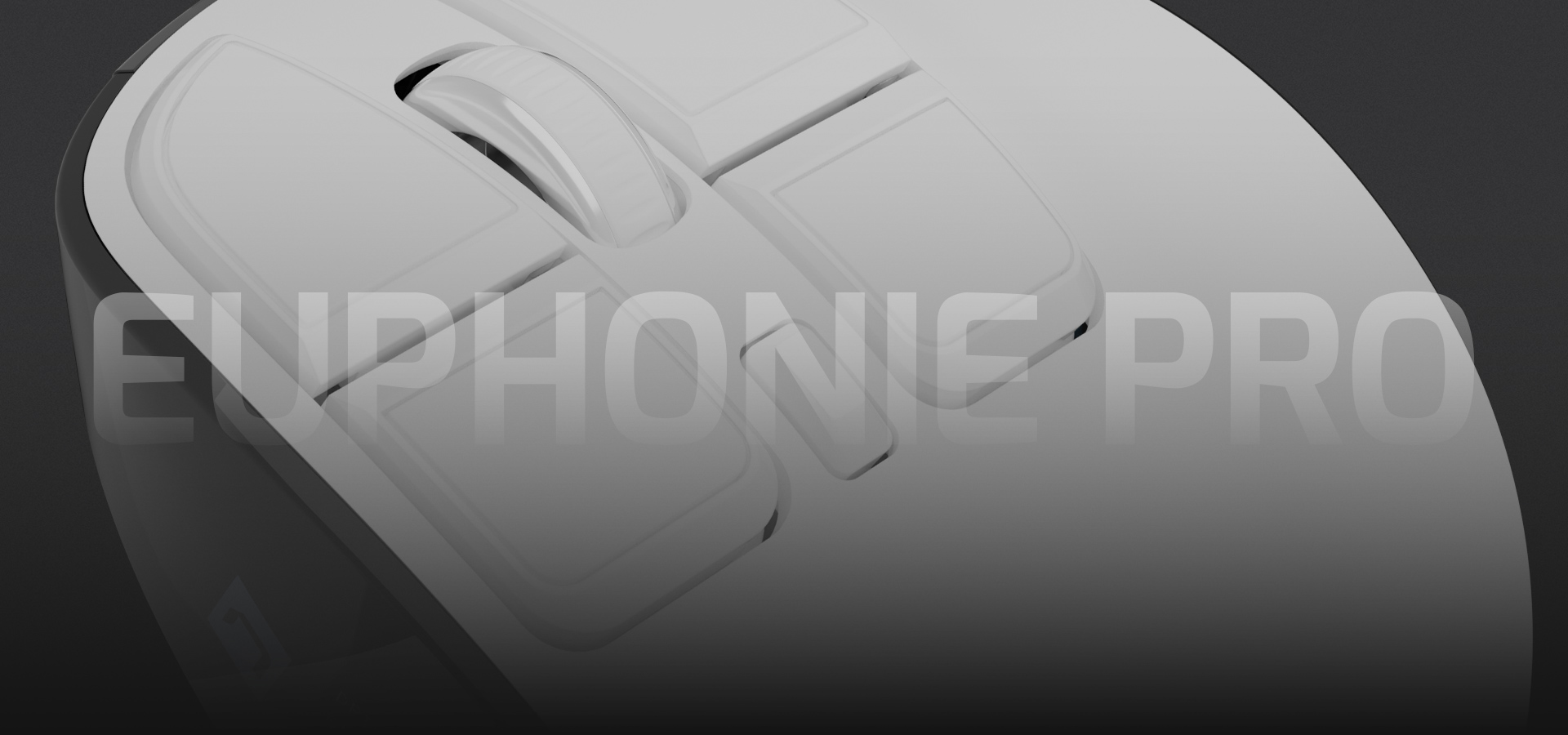 Biała mysz komputerowa z dwoma przyciskami i kółkiem przewijania na górze.