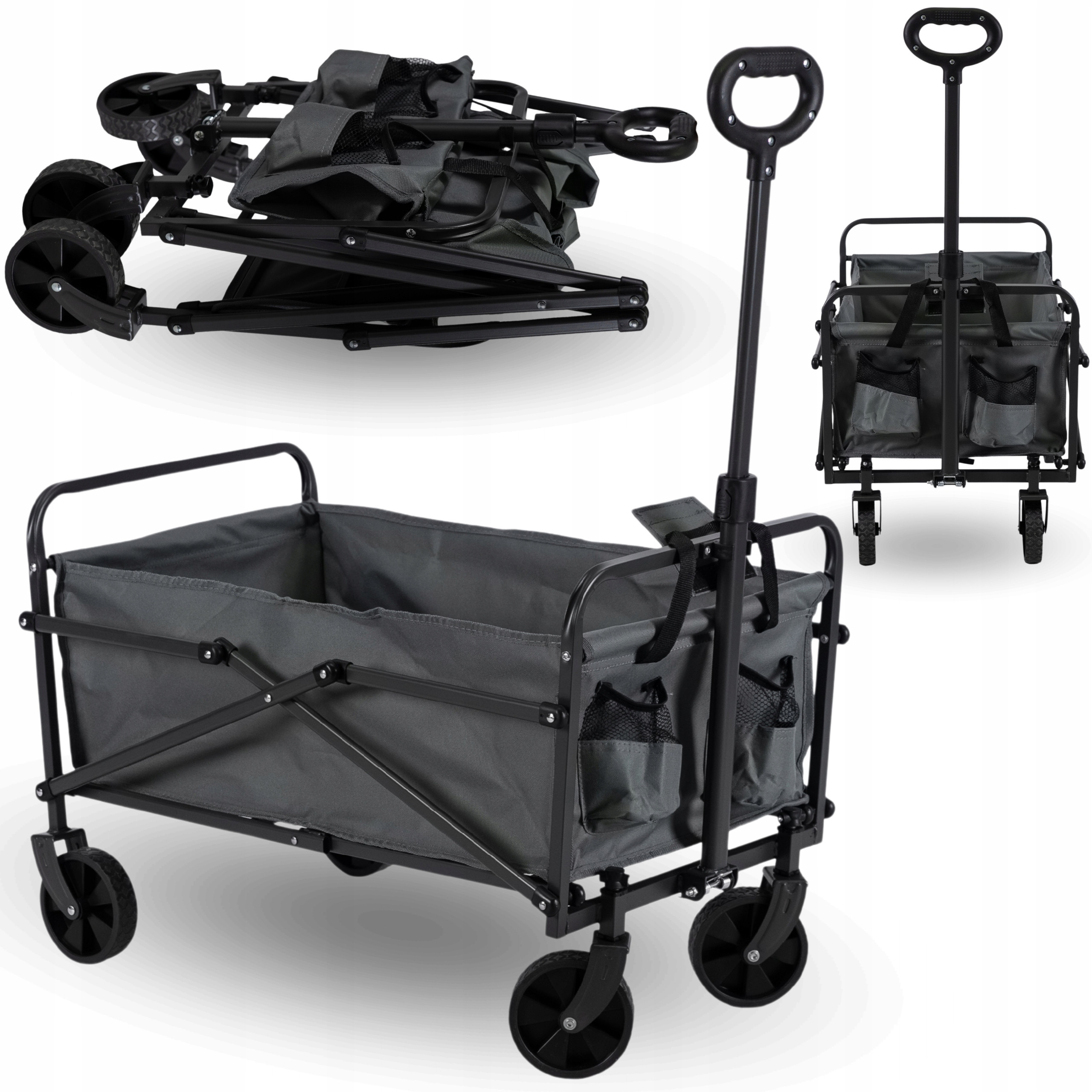 Wózek Składany Transportowy Turystyczny Campingowy Plażowy GILBERT Szary – Idealny towarzysz na każdą wyprawę
