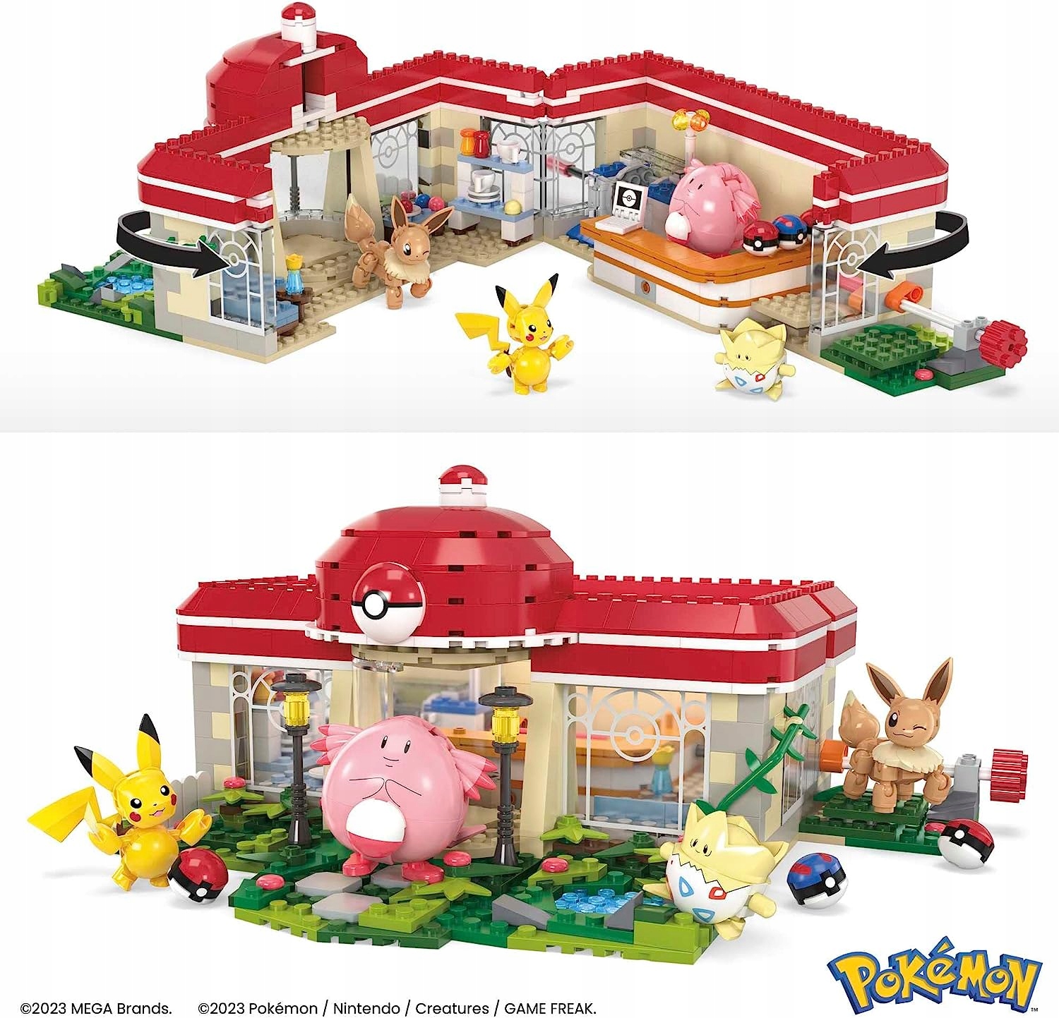 Zestaw z ruchomymi elementami – Pikachu, Chansey, Eevee i Togepi w akcji