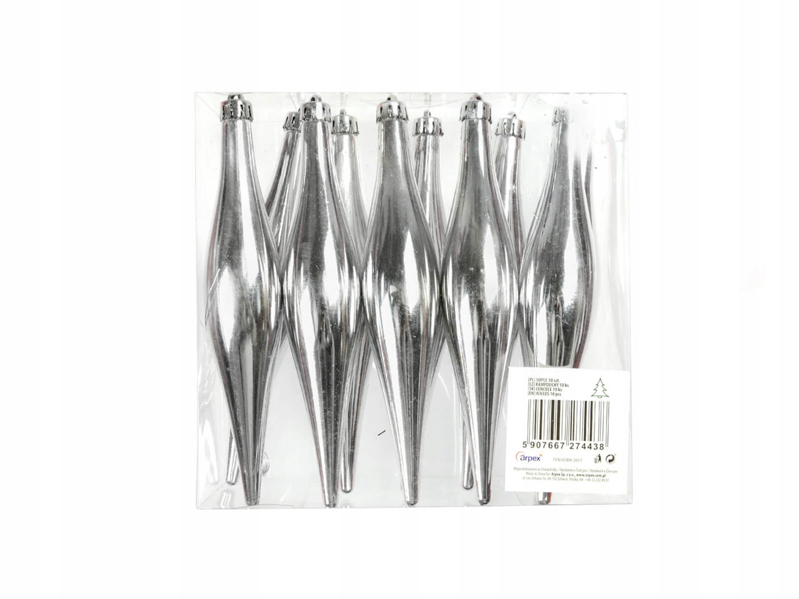 Sople w PVC srebrne 15cm 10szt – Idealna ozdoba na święta