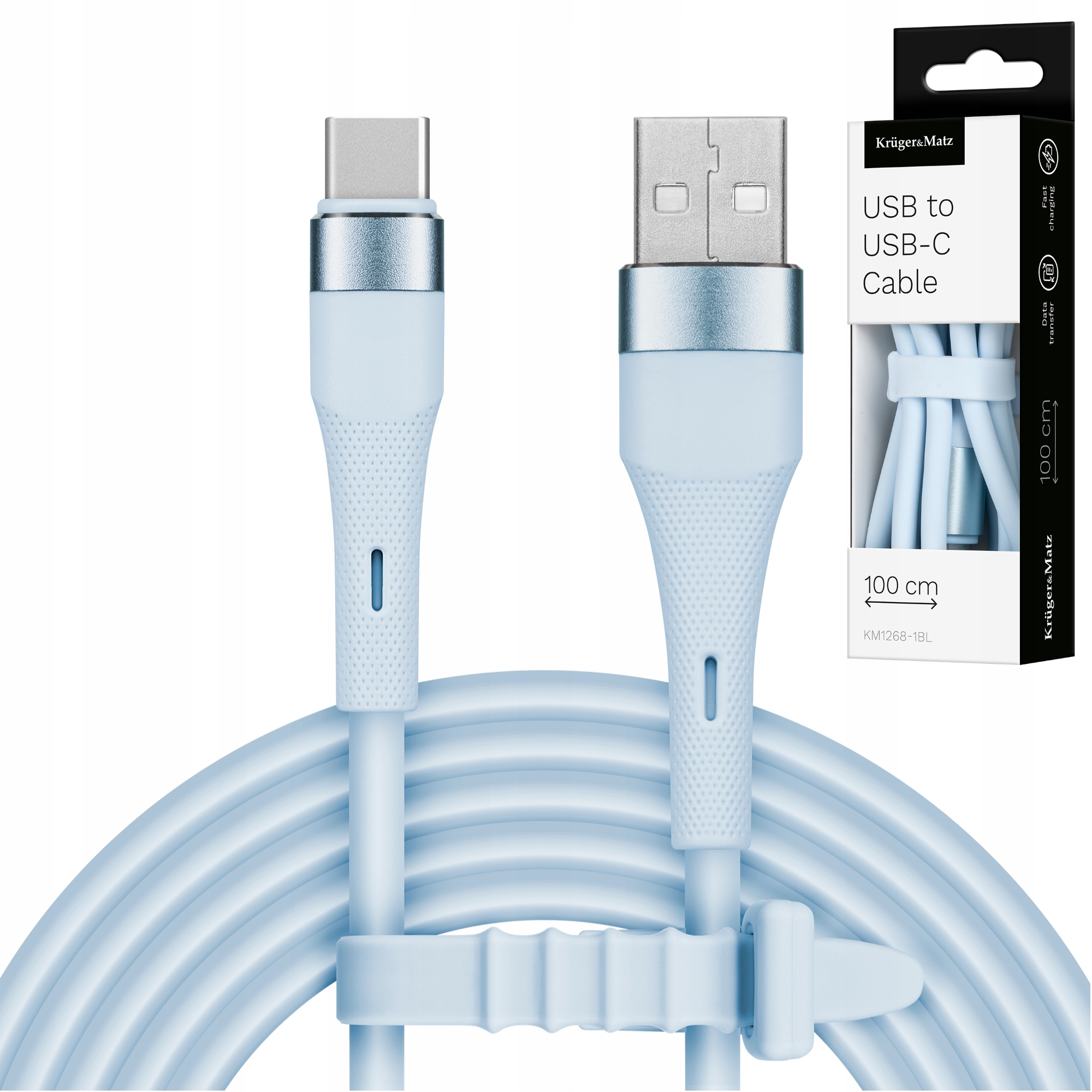 Kabel USB-A - USB-C 1 m Niebieski Kruger&Matz KM1268 – Idealne połączenie stylu i funkcjonalności