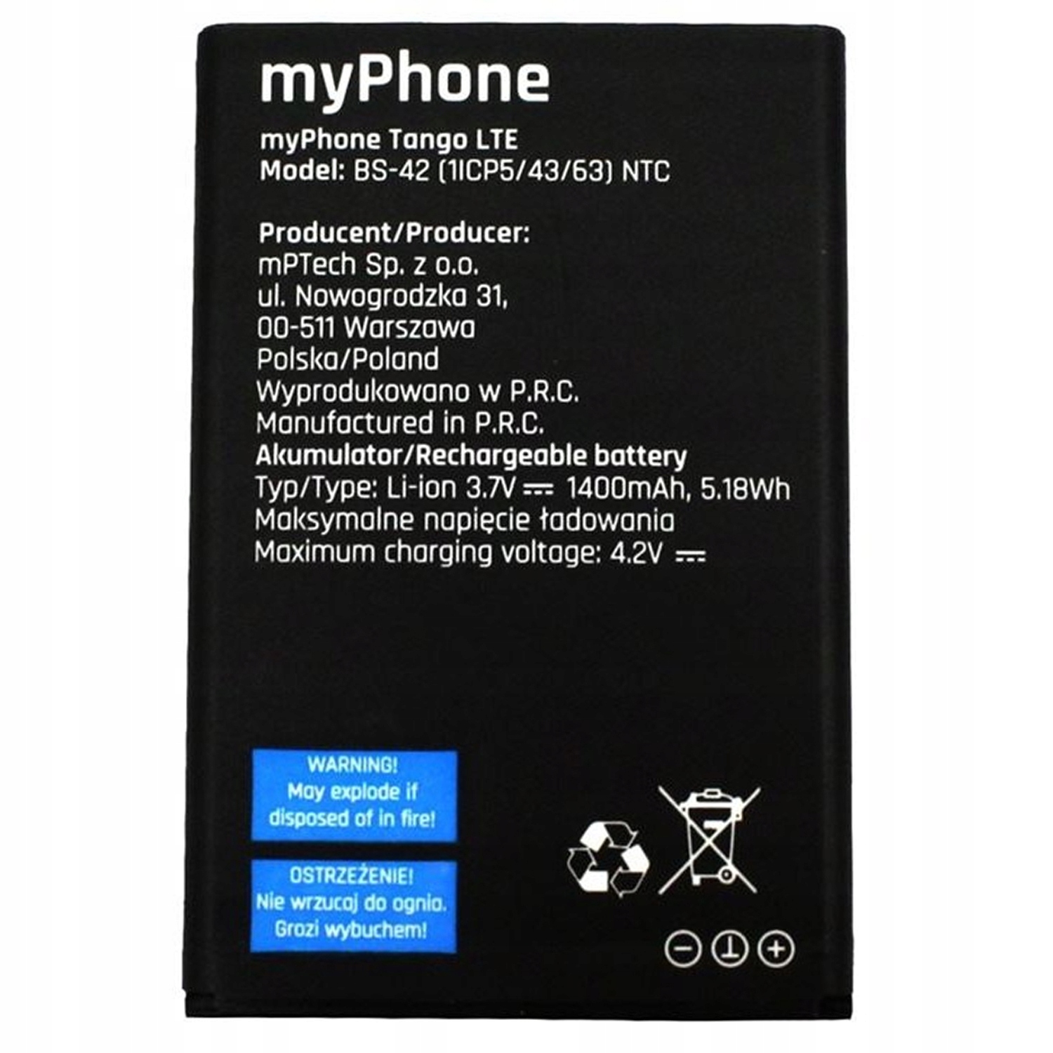 Oryg Bateria BS-42 Akumulator Myphone Tango LTE+ – Wydłuż żywotność swojego urządzenia