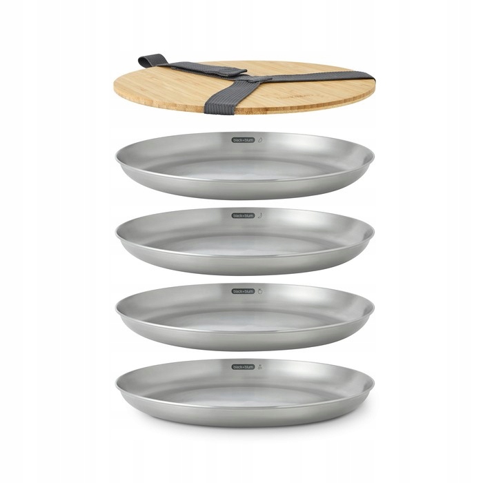 Zestaw 4 stalowych talerzy Black+Blum – Idealny na biwak i piknik