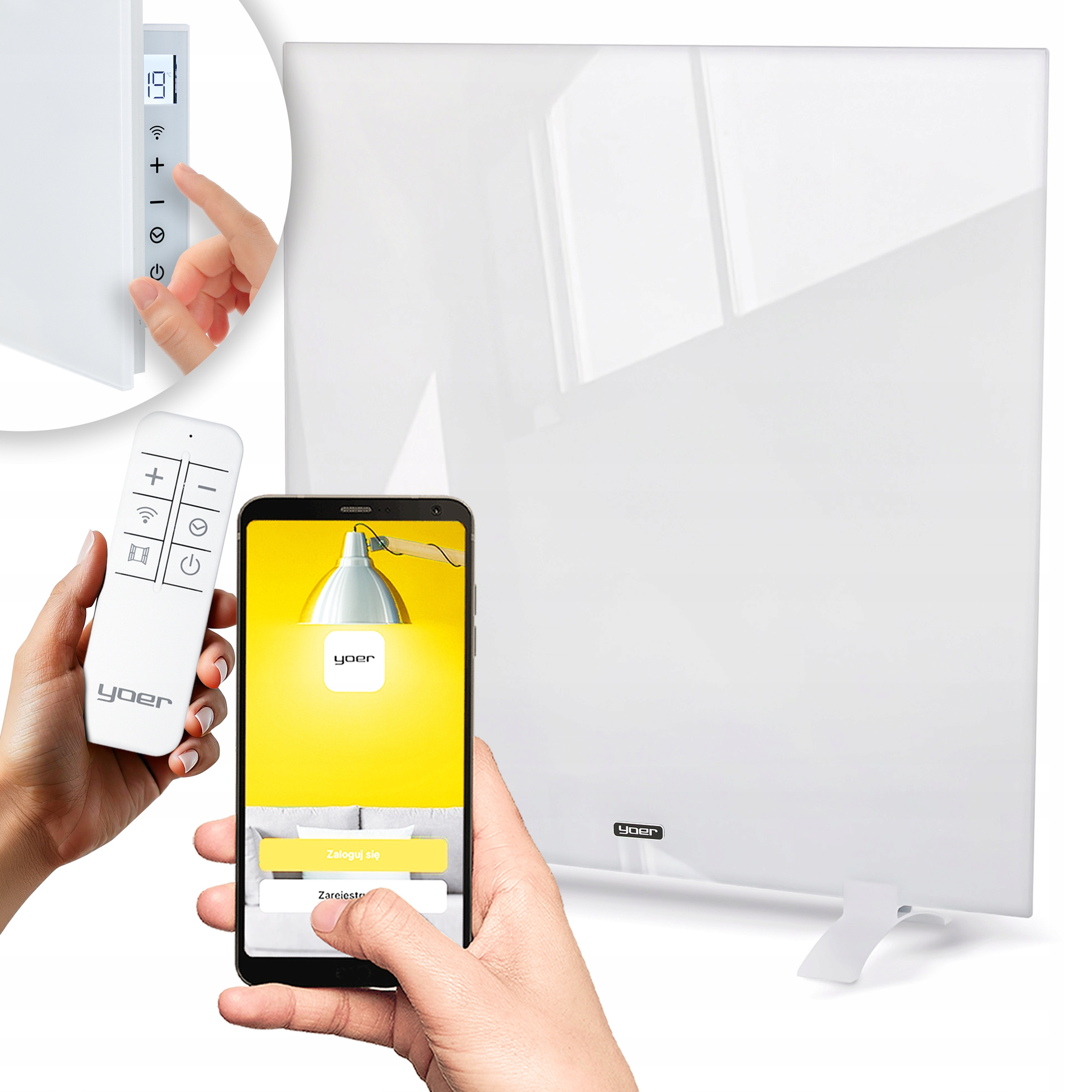 Grzejnik Yoer GRZEJNIK Elektryczny na podczerwień PROMIENNIK 400W +WiFi - Quadro IRH03W – Nowoczesne ogrzewanie w Twoim domu