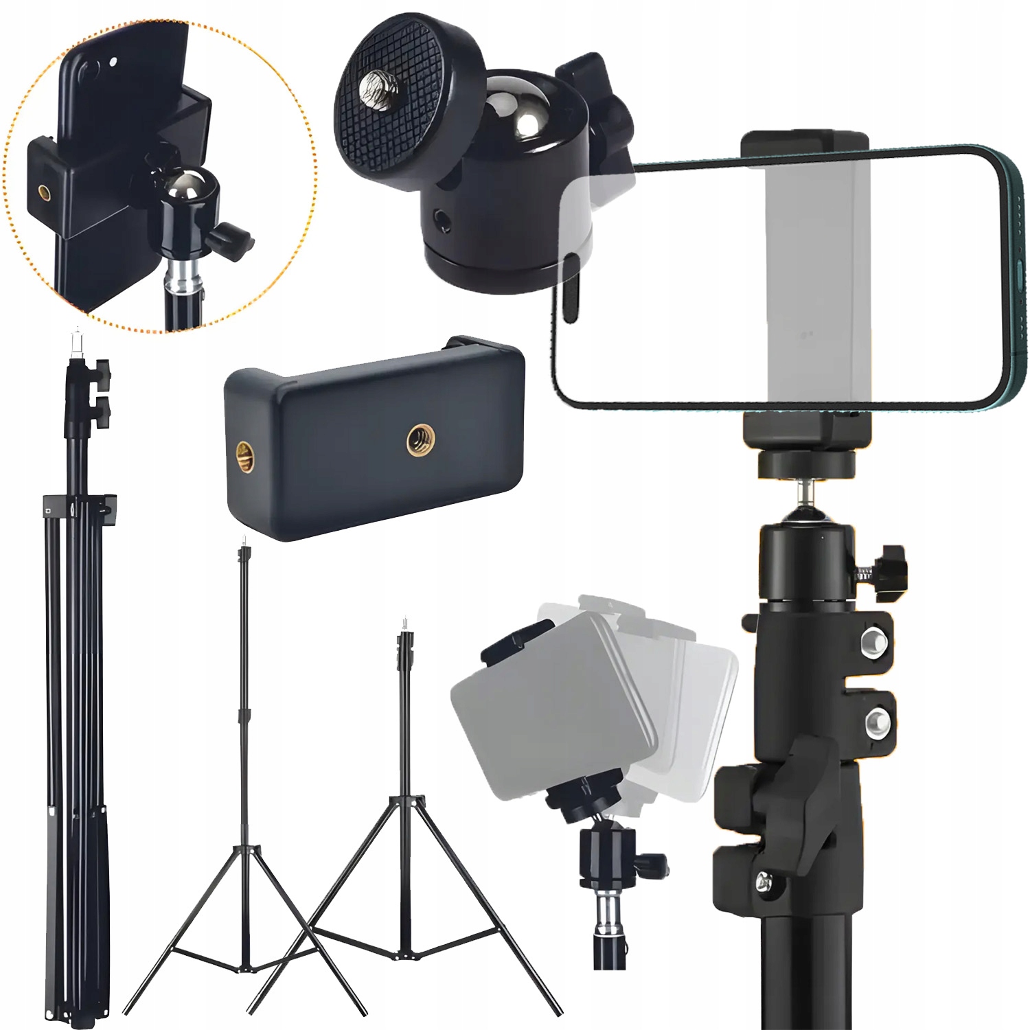 Statyw Tripod Uchwyt Na Aparat Telefon – Wysoki, Stabilny i Uniwersalny 210 cm