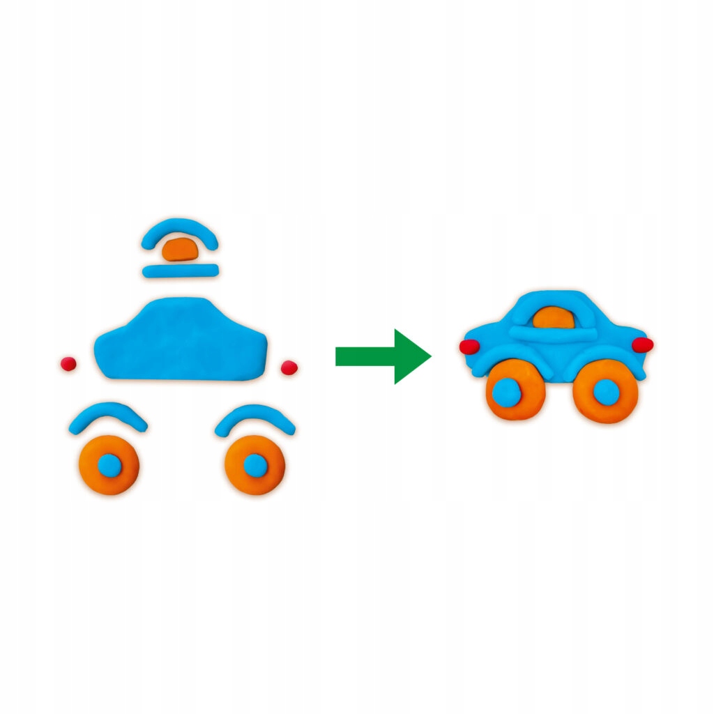 Kolorowe masy plastyczne – niebieska, pomarańczowa i czerwona