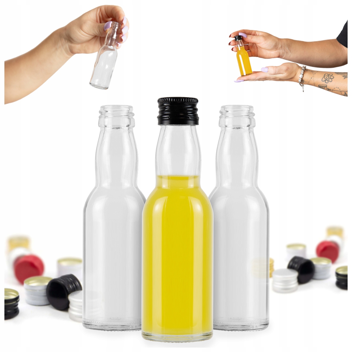 5x Butelka szklana MINI MONOPOL 50ml – Elegancki zestaw miniatur na alkohol