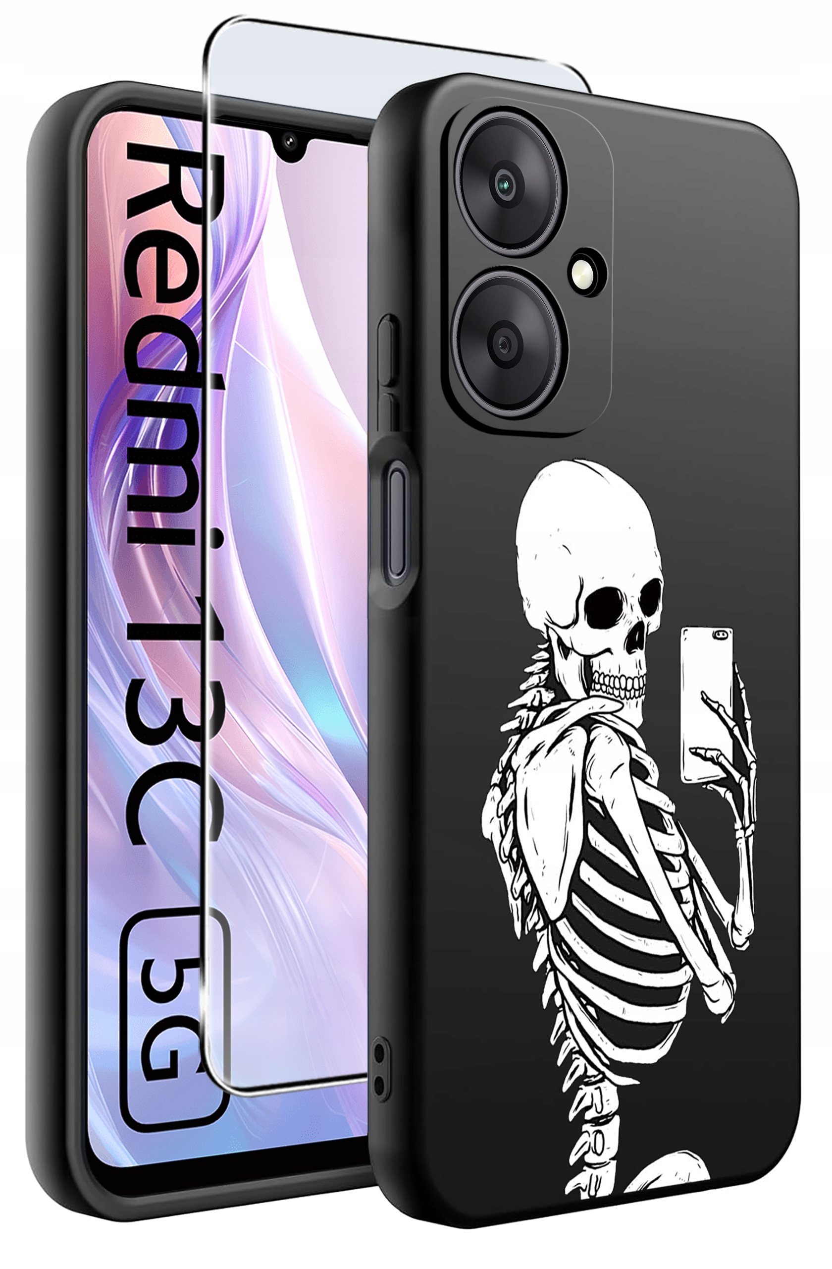 ETUI do Xiaomi Redmi 13C 5G WZORY | SILIKONOWE MATT CASE + SZKŁO HARTOWANE 9H