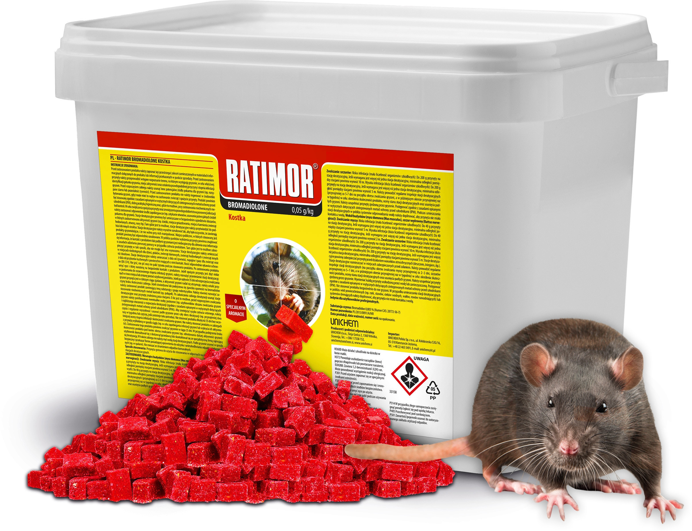 Trutka na Myszy i Szczury Mała Czerwona Kostka Bromadiolone 4,5kg Ratimor – Skuteczna ochrona przed gryzoniami