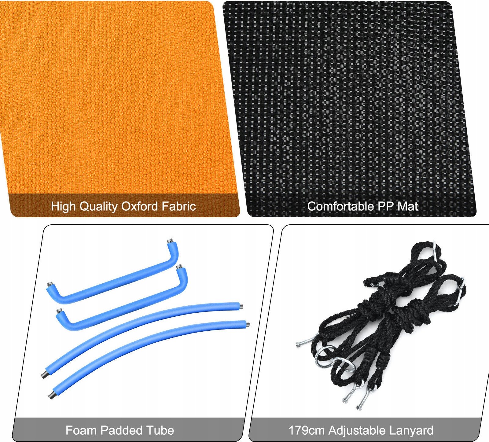 Regulowane linki o długości 180 cm dla dostosowania wysokości