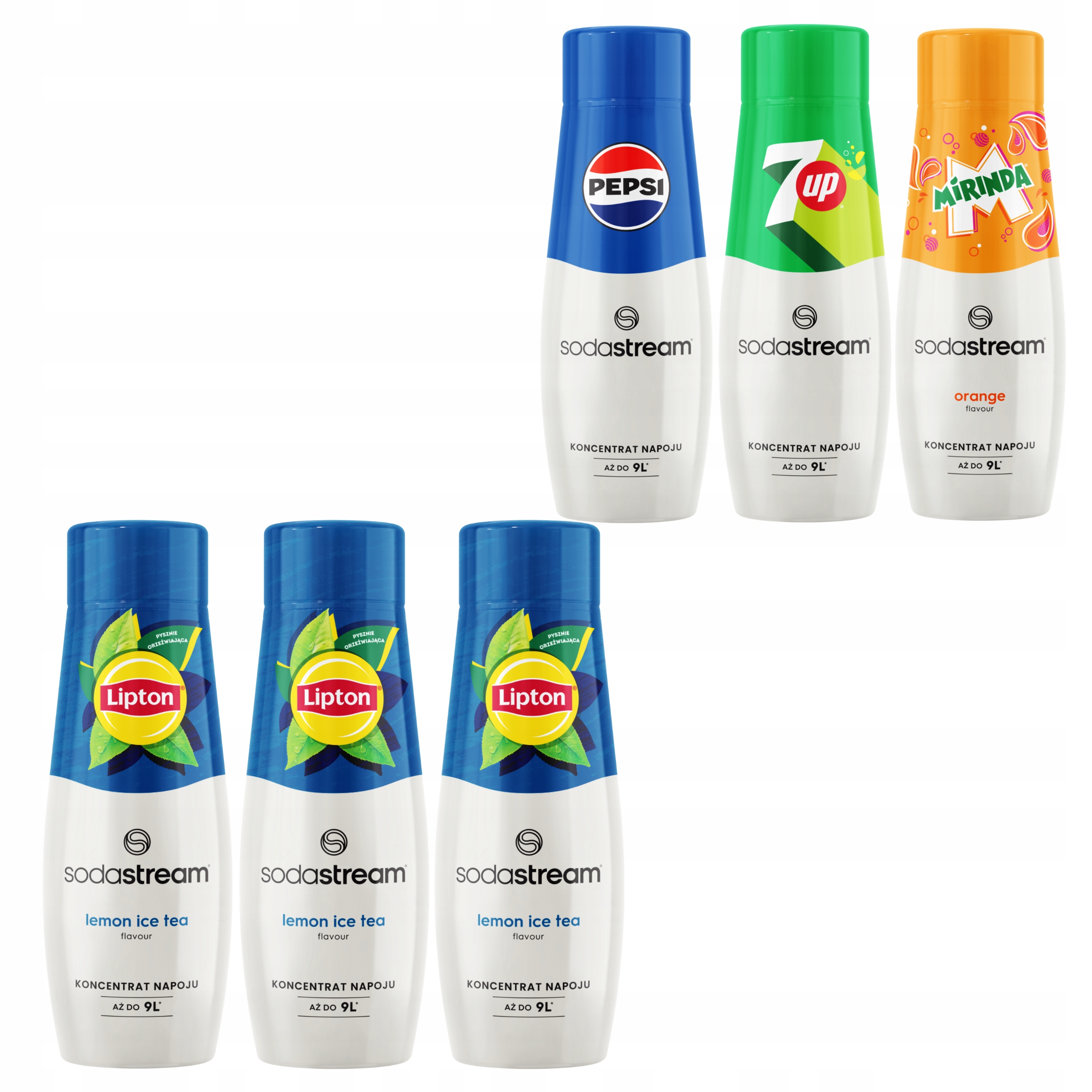 6 Syropów Herbata Lemon Ice Tea x3 + Pepsi + Mirinda + 7UP – Doskonałe połączenie smaków