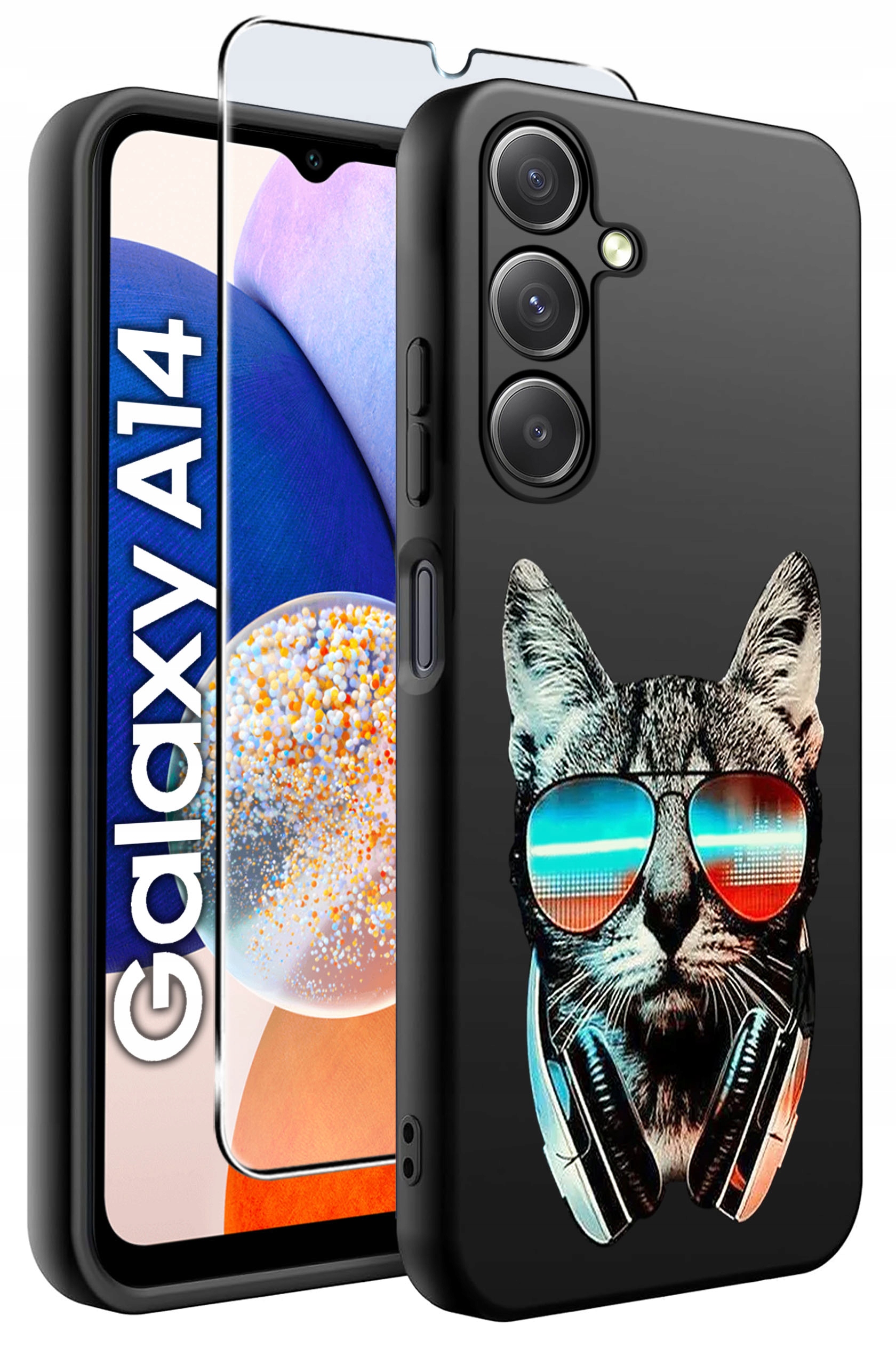 ETUI do Samsung A14 5G WZORY | SILIKONOWE MATT CASE + SZKŁO HARTOWANE 9H
