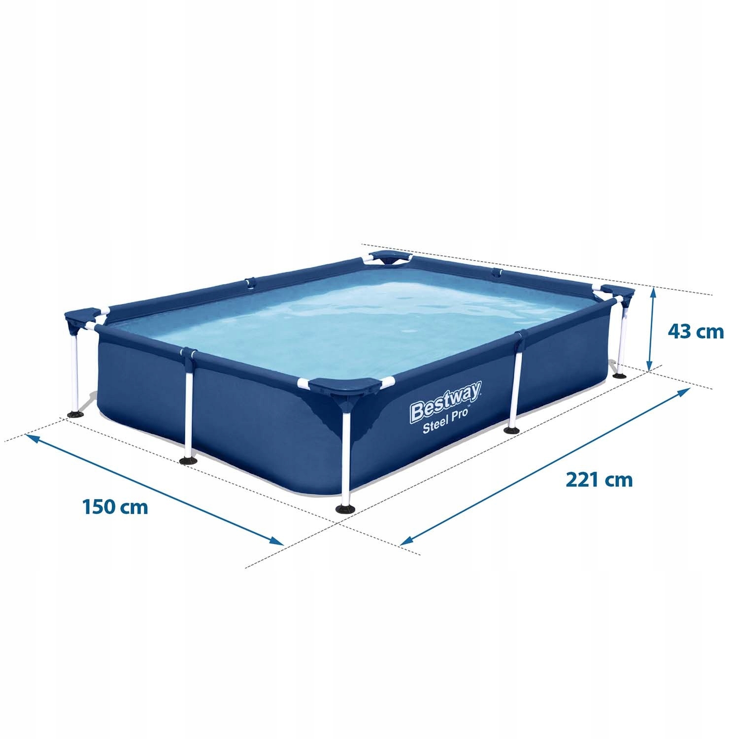 Basen prostokątny stelażowy 221x150x43 cm 16w1 Bestway 56401N – Idealny wybór na lato