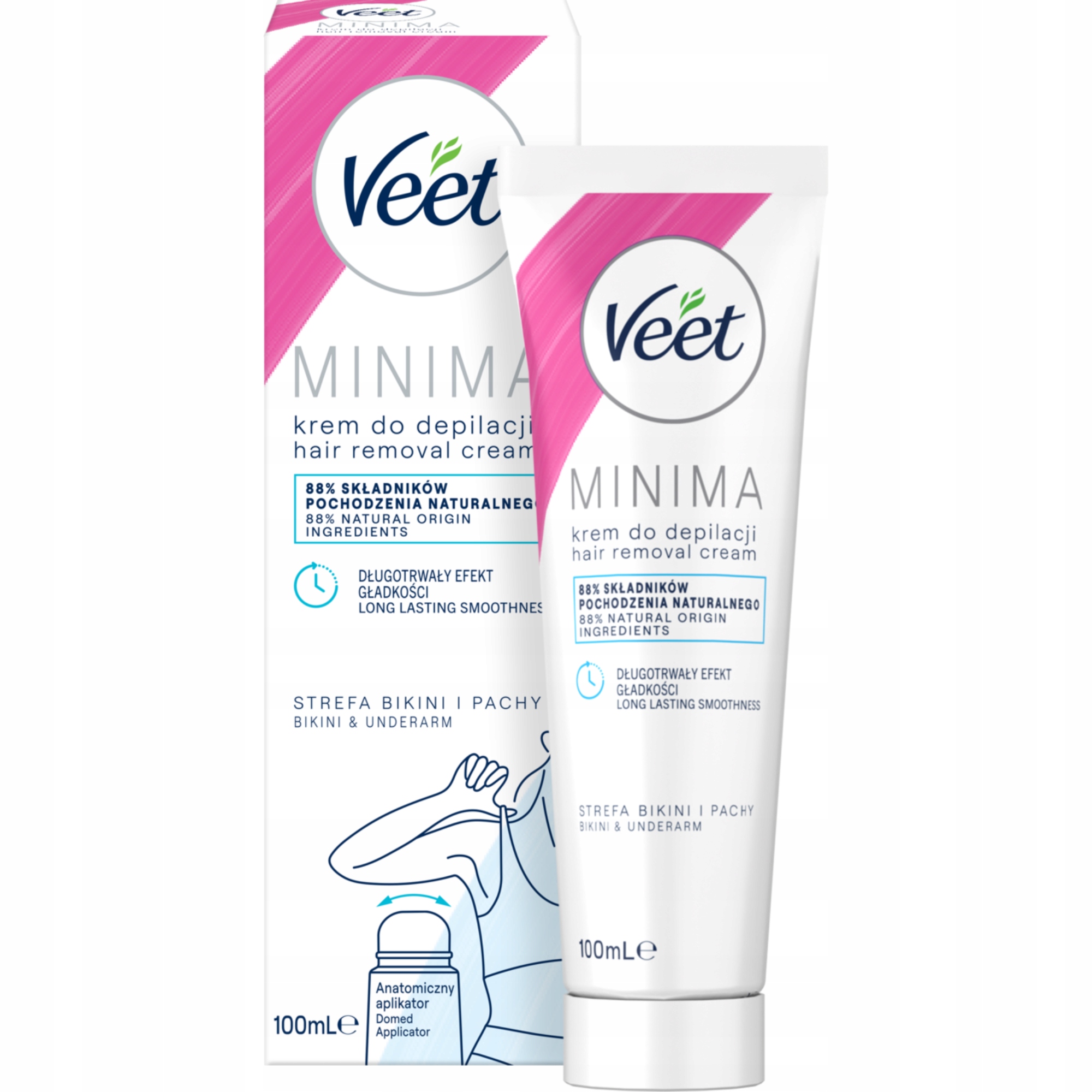 Veet Minima Krem do depilacji bikini i pach z aplikatorem do skóry wrażliwej 100 ml – Gładka skóra w kilka minut