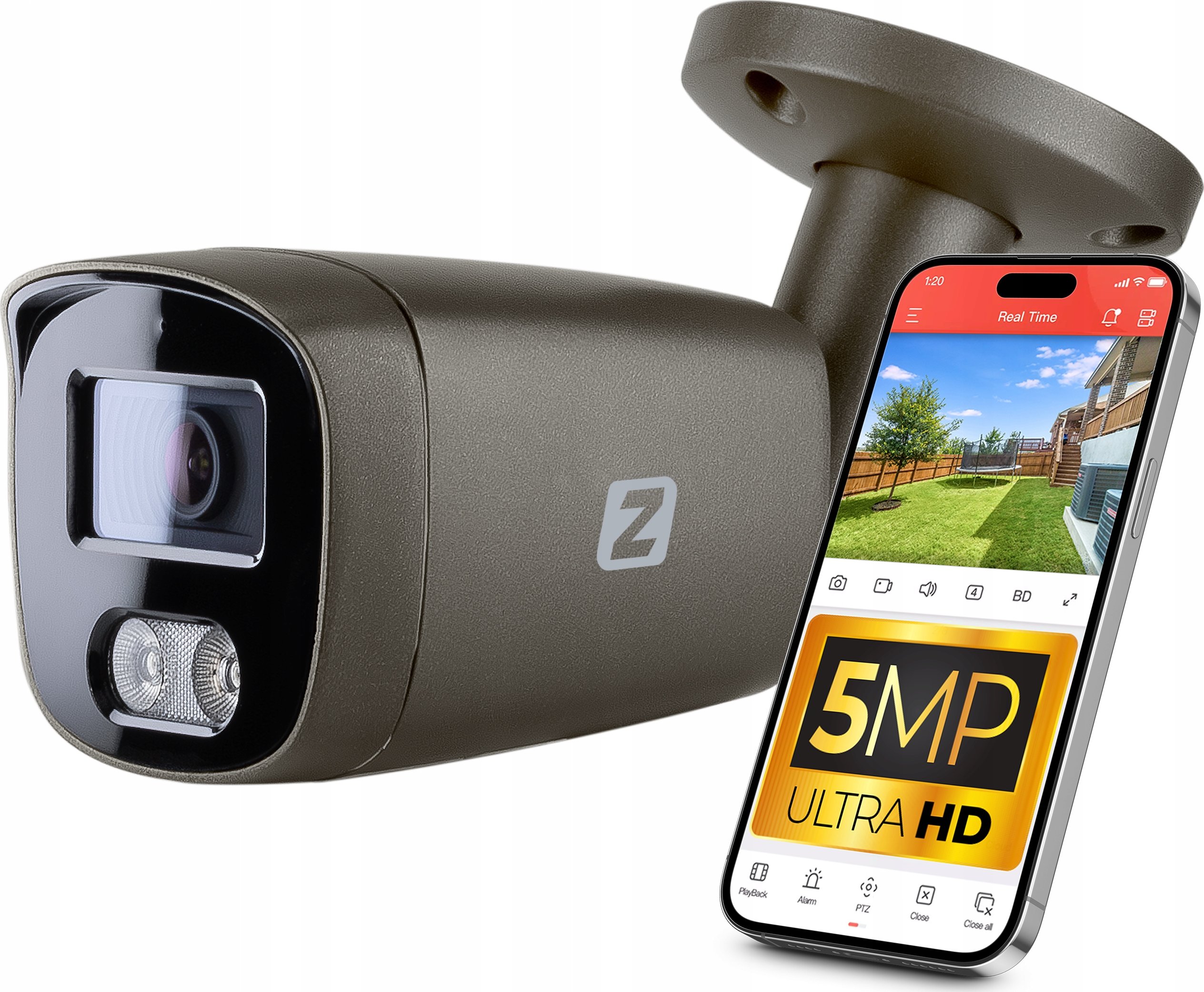 Kamera IP Zintronic Profesjonalna Kamera sieciowa PoE 5MPx B5 Szara AUDIO IP67 – Doskonałe rozwiązanie do monitoringu