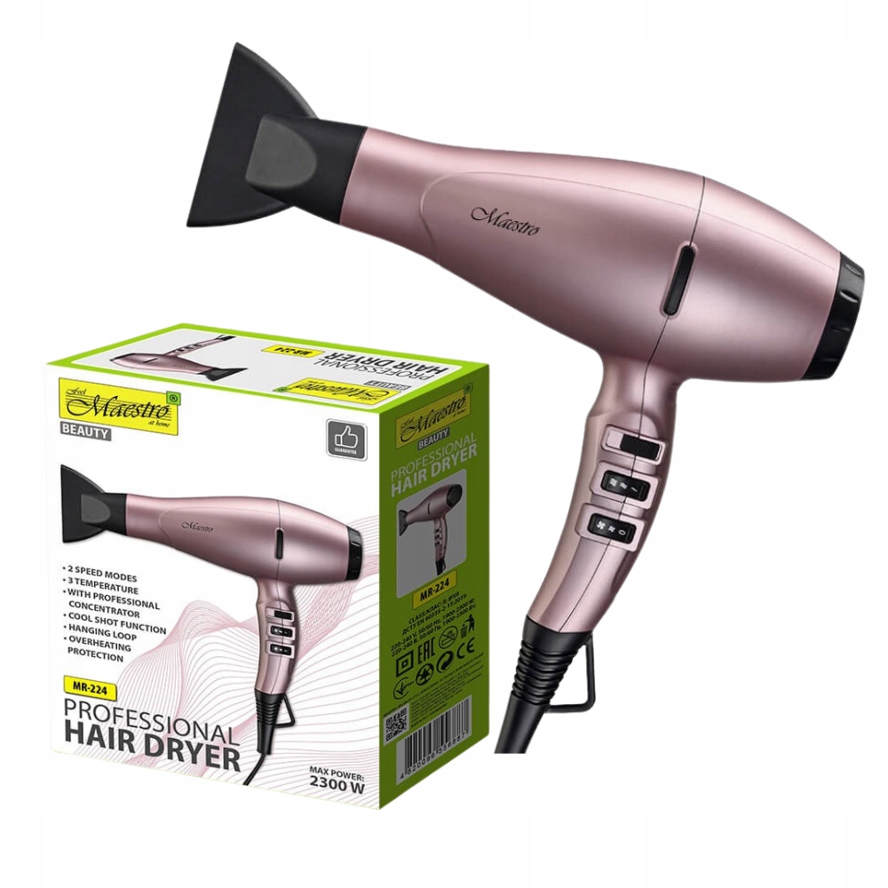 Suszarka do włosów 2300W MAESTRO MR-224 – Wydajność i styl w jednym