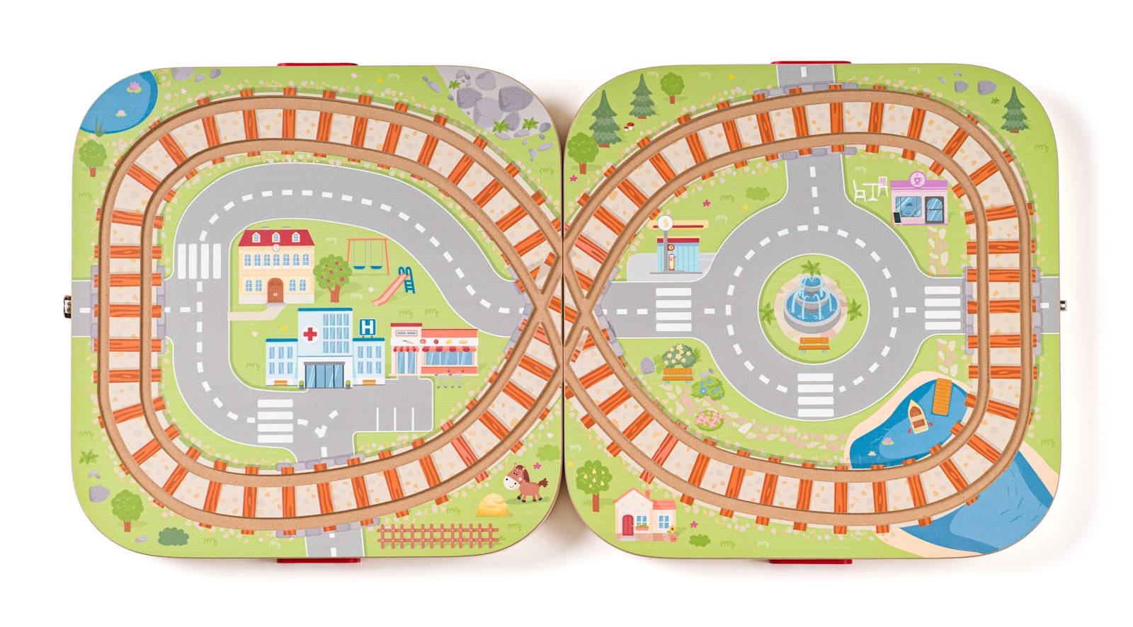 Interaktywny krajobraz z torami kolejowymi