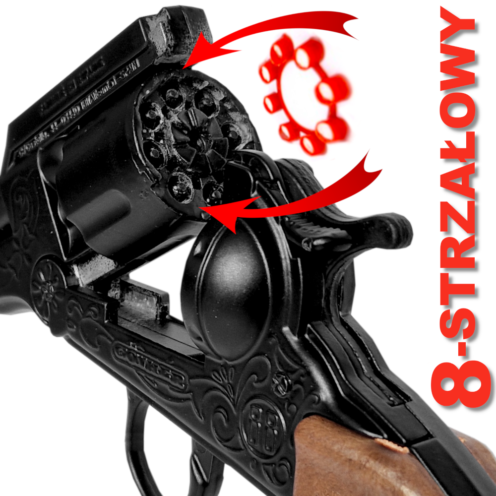 GONHER Hiszpański Metalowy Rewolwer Pistolet Na Kapiszony 8-Strzałowy TOMDORIX