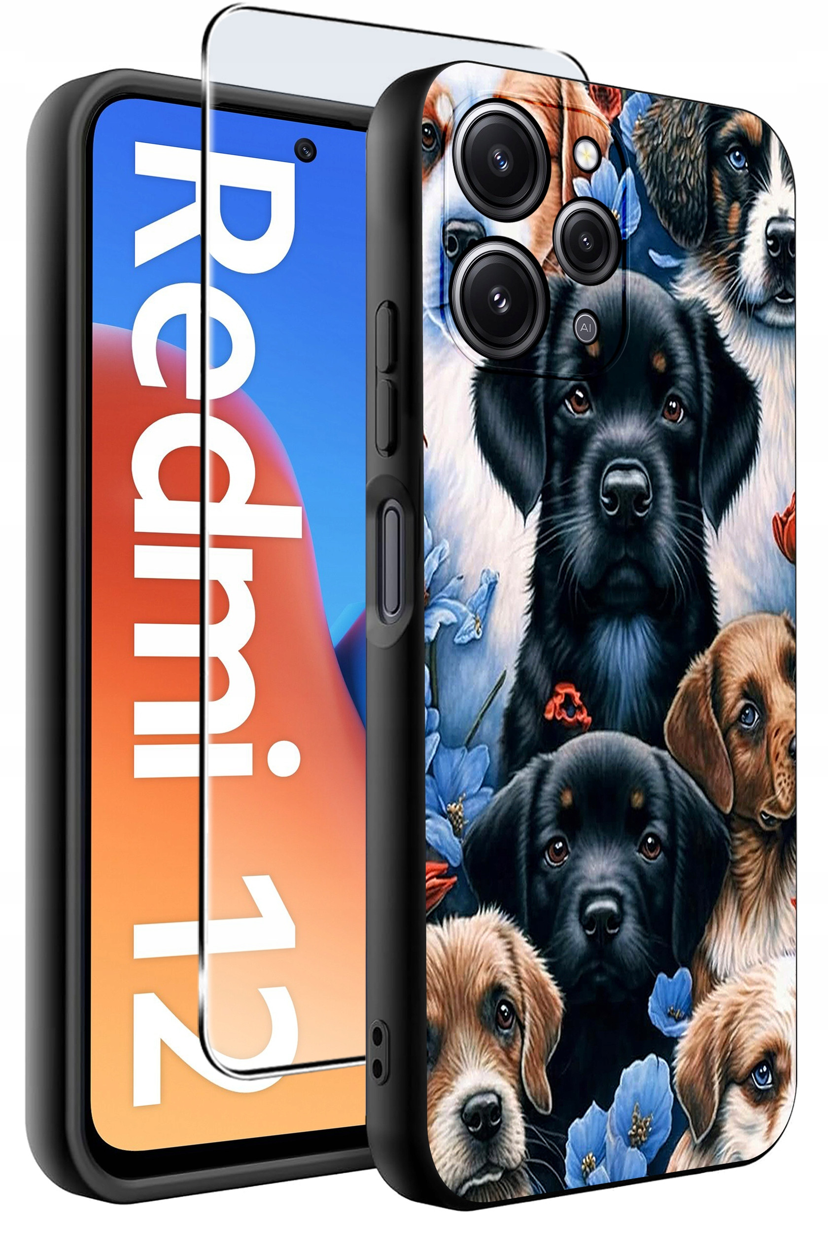 Etui do Xiaomi Redmi 12 4G WZORY | Silikonowe Matt Case z Szkłem Hartowanym 9H