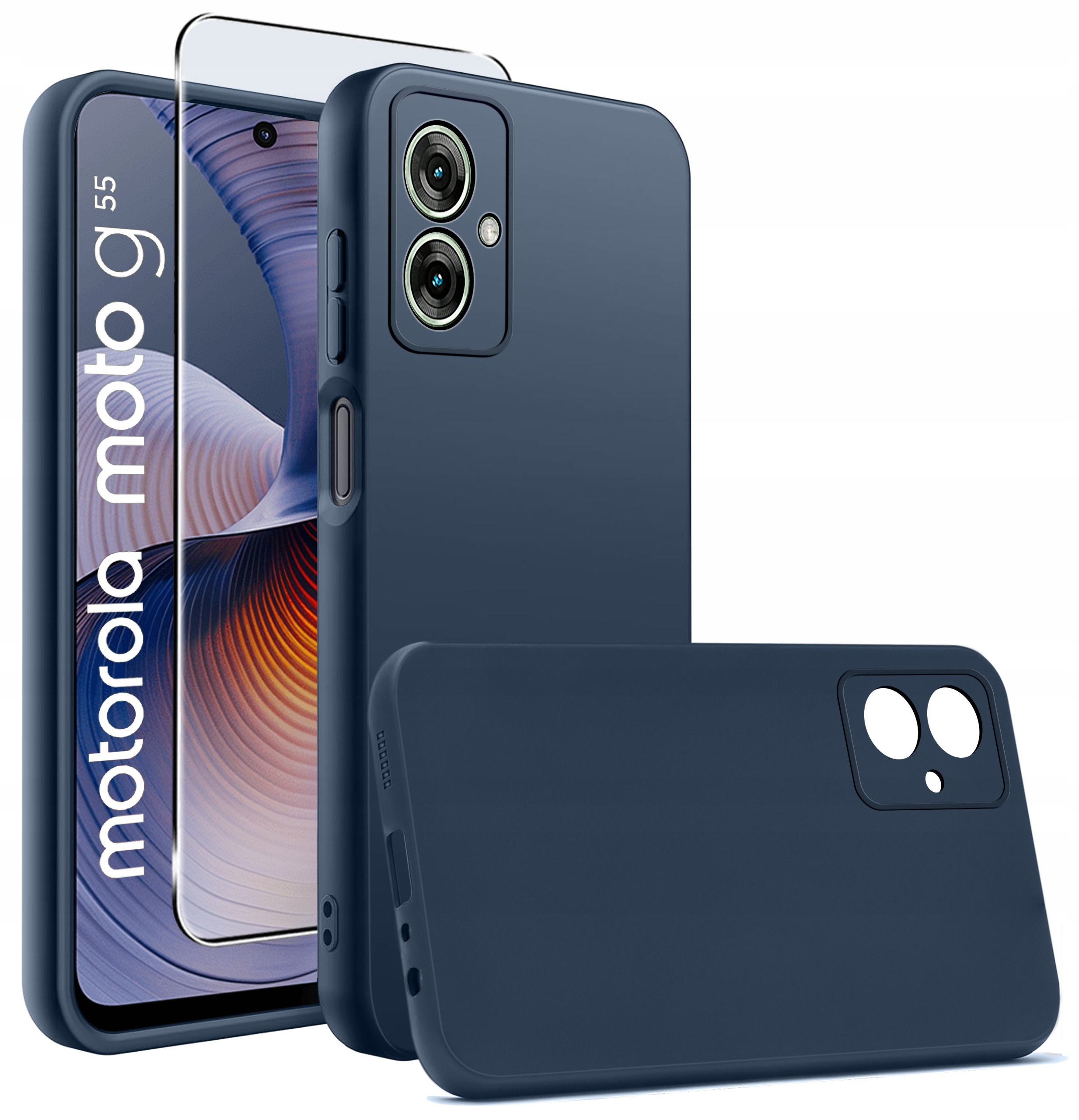 Etui do Motorola Moto G55 5G silikonowe MATOWE + Szkło ochronne 9H – Ochrona na najwyższym poziomie