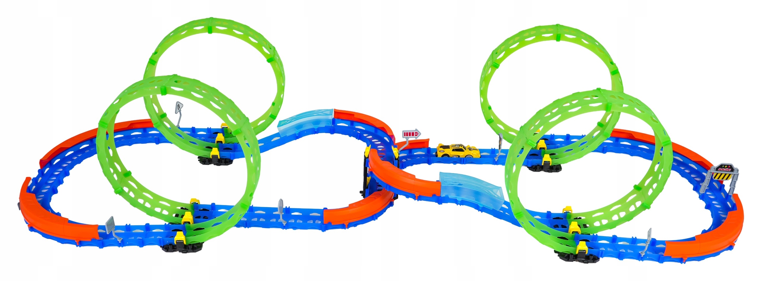Fluorescencyjny tor z ostrymi zakrętami i pętlami