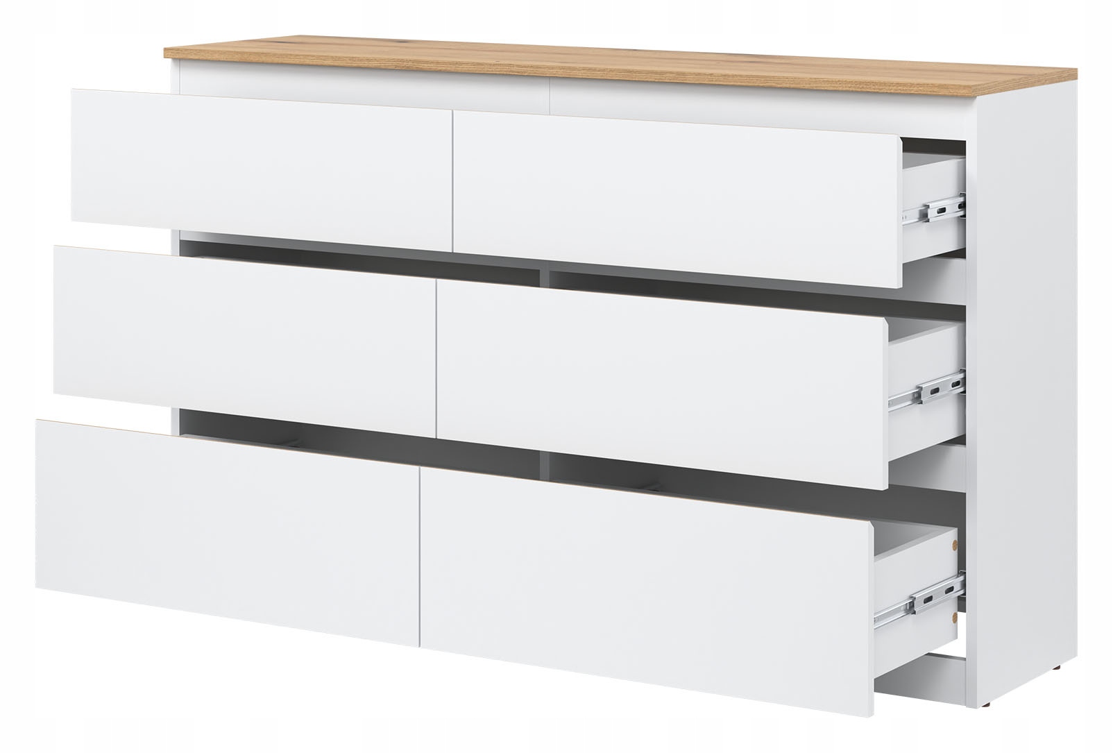 Praktyczne wnętrze z sześcioma szufladami