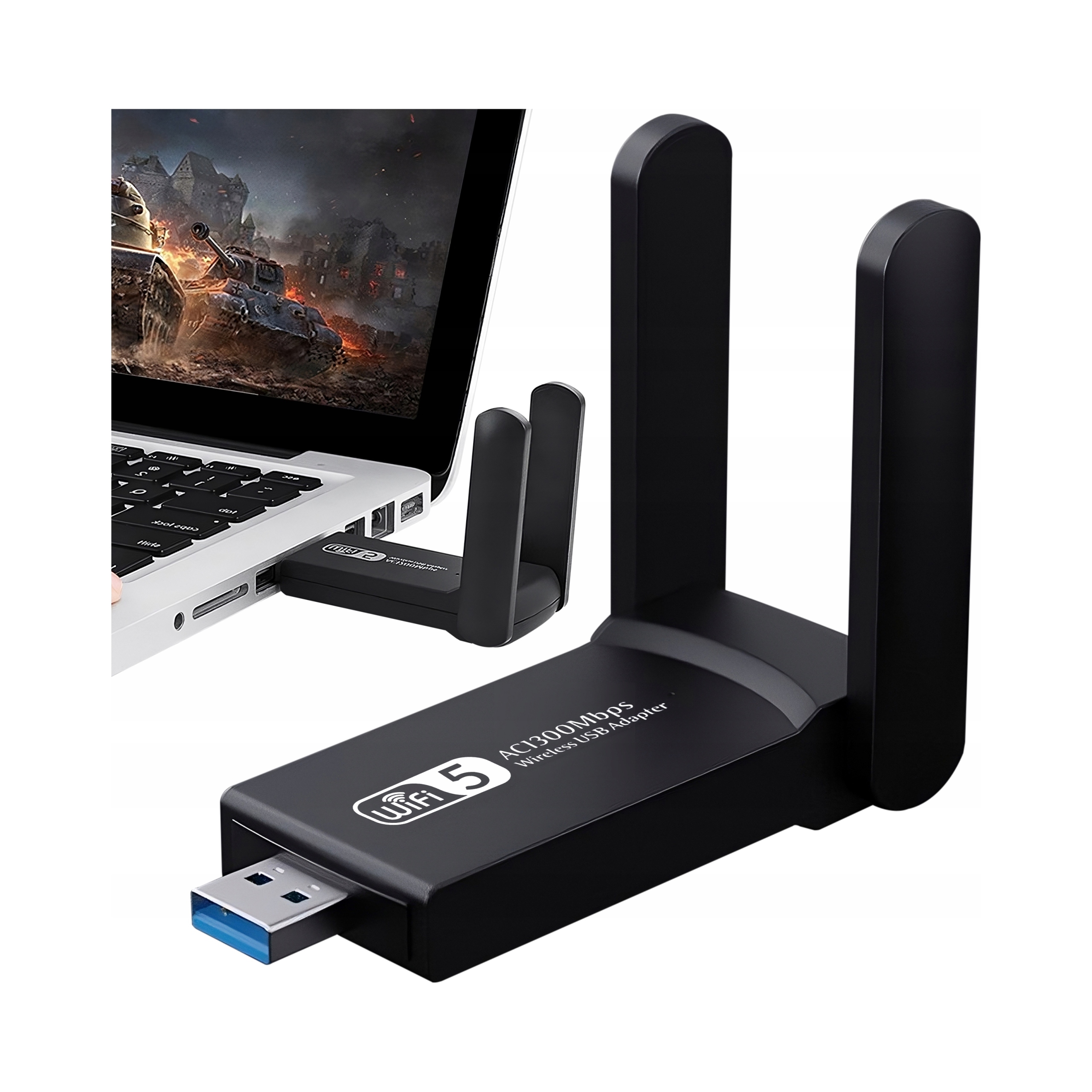 ADAPTER KARTA SIECIOWA WIFI WI-FI USB 3.0 ANTENY ZEWNĘTRZNA 1300Mbps – Szybkie i stabilne połączenie