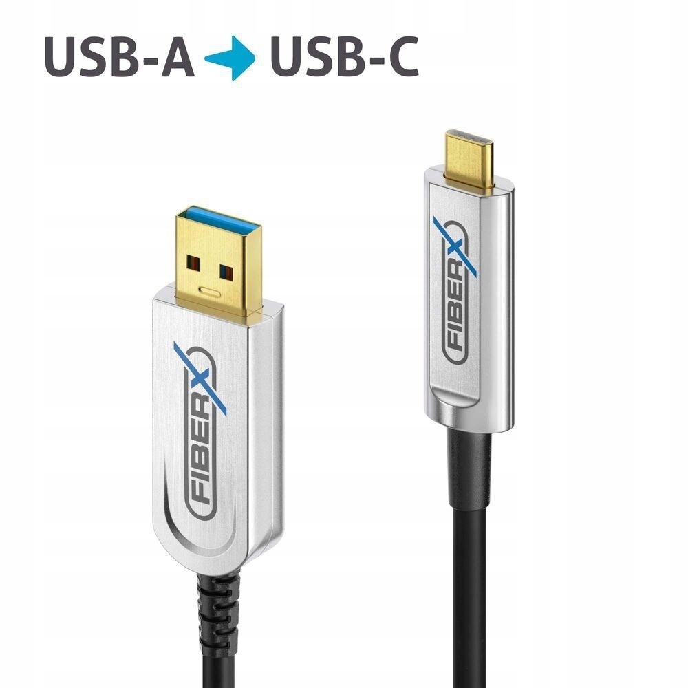 Światłowodowy FiberX USB 3.2 USB-C//USB-A AOC, 10 m – Szybka i niezawodna transmisja danych