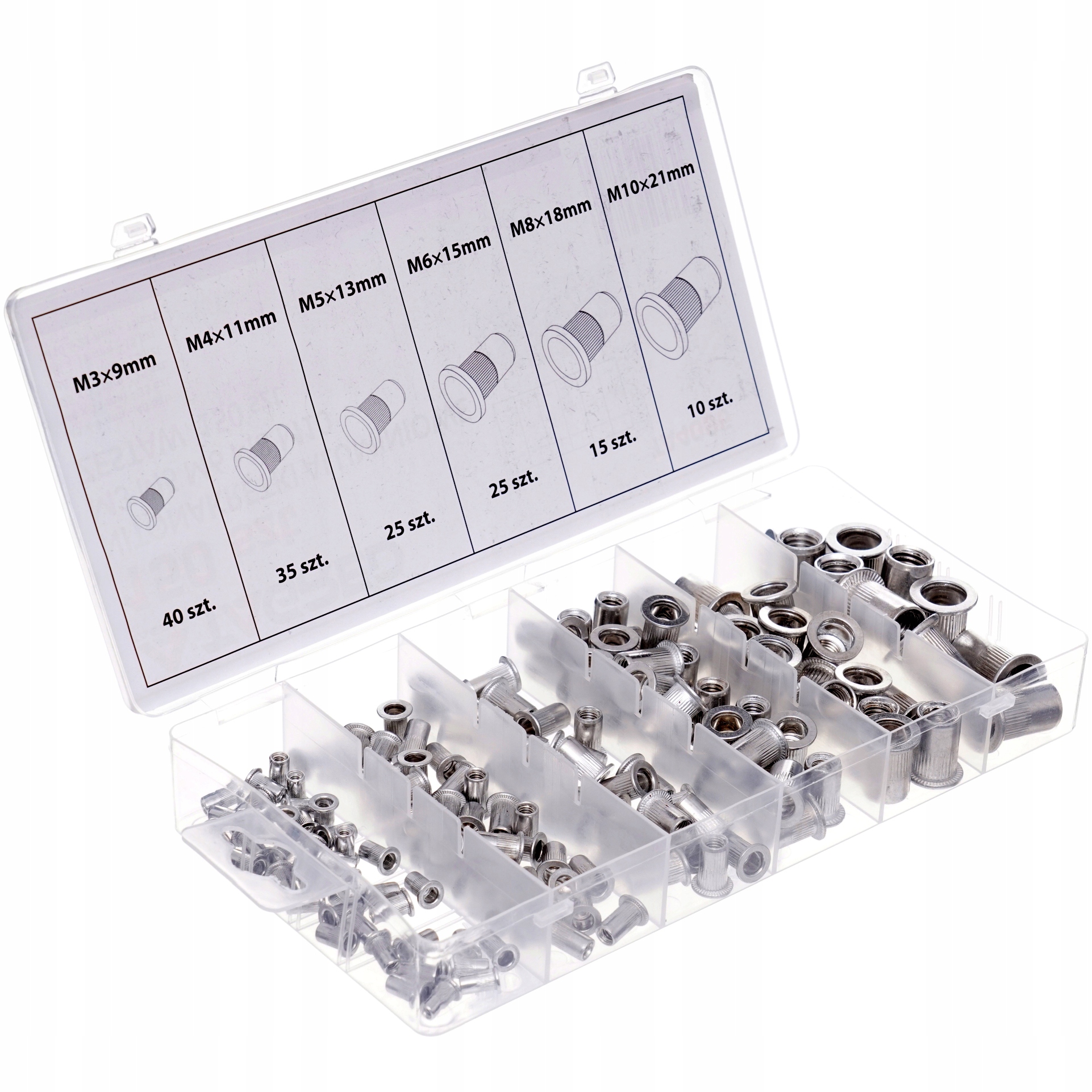 Nitonakrętki stalowe M3-M10 150szt. MIX /SILVER – Idealne do Twojego projektu