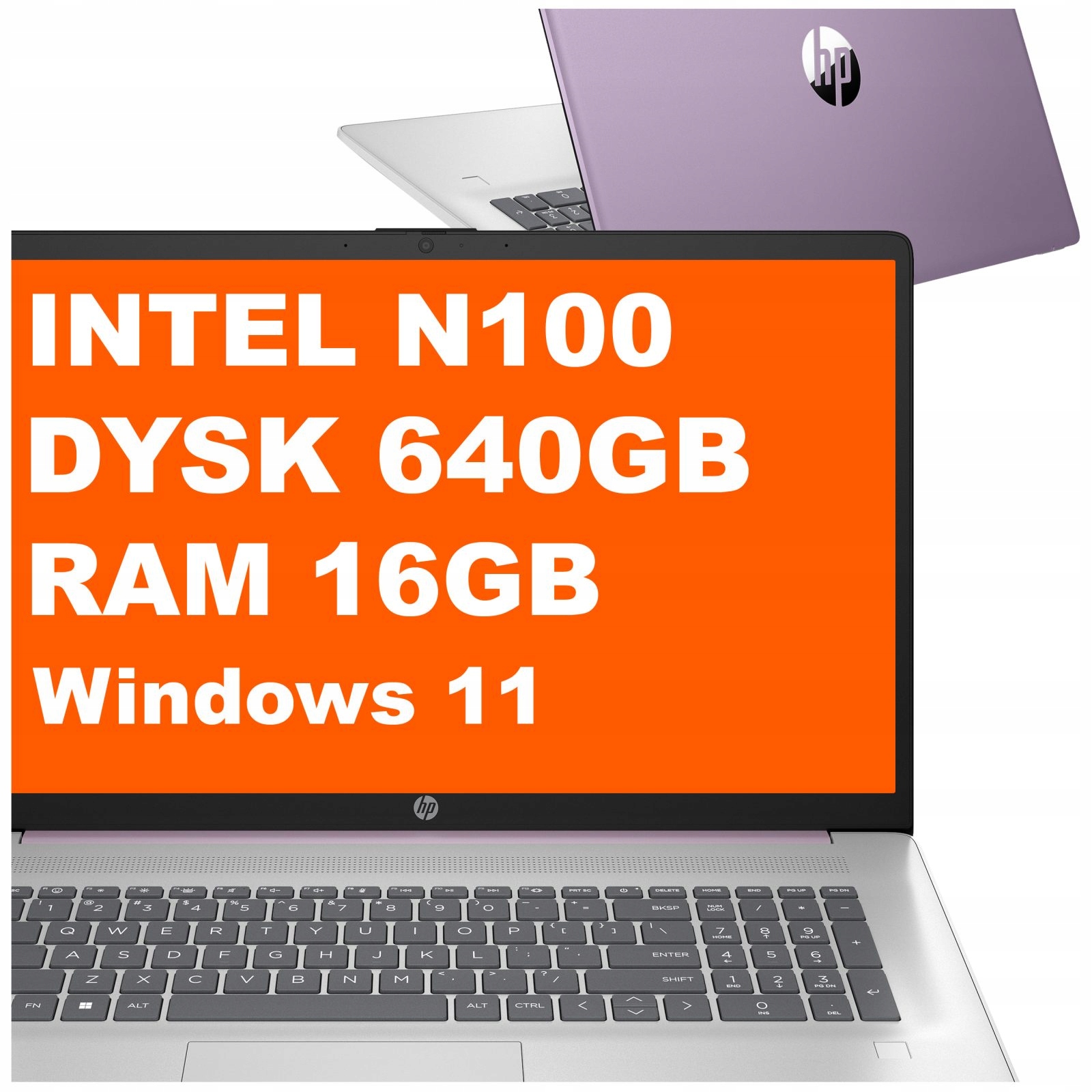 Laptop HP 17-cn Intel N100 16GB 640GB Intel UHD HD+ Win 11 Fioletowy – Idealny do pracy i rozrywki