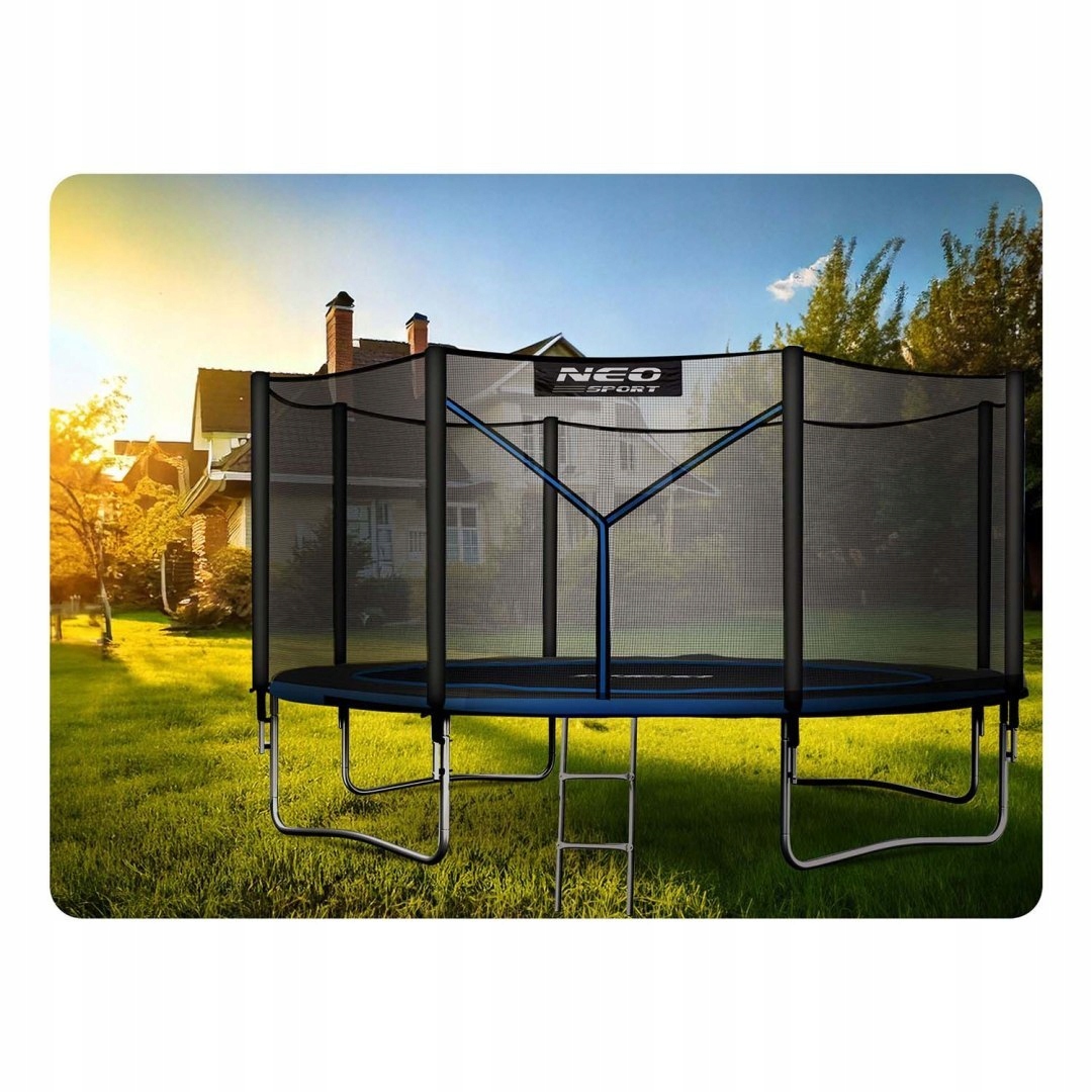 Trampolina ogrodowa NeoSport 13ft/404cm z siatką zewnętrzną i drabinką – idealna do zabawy na świeżym powietrzu