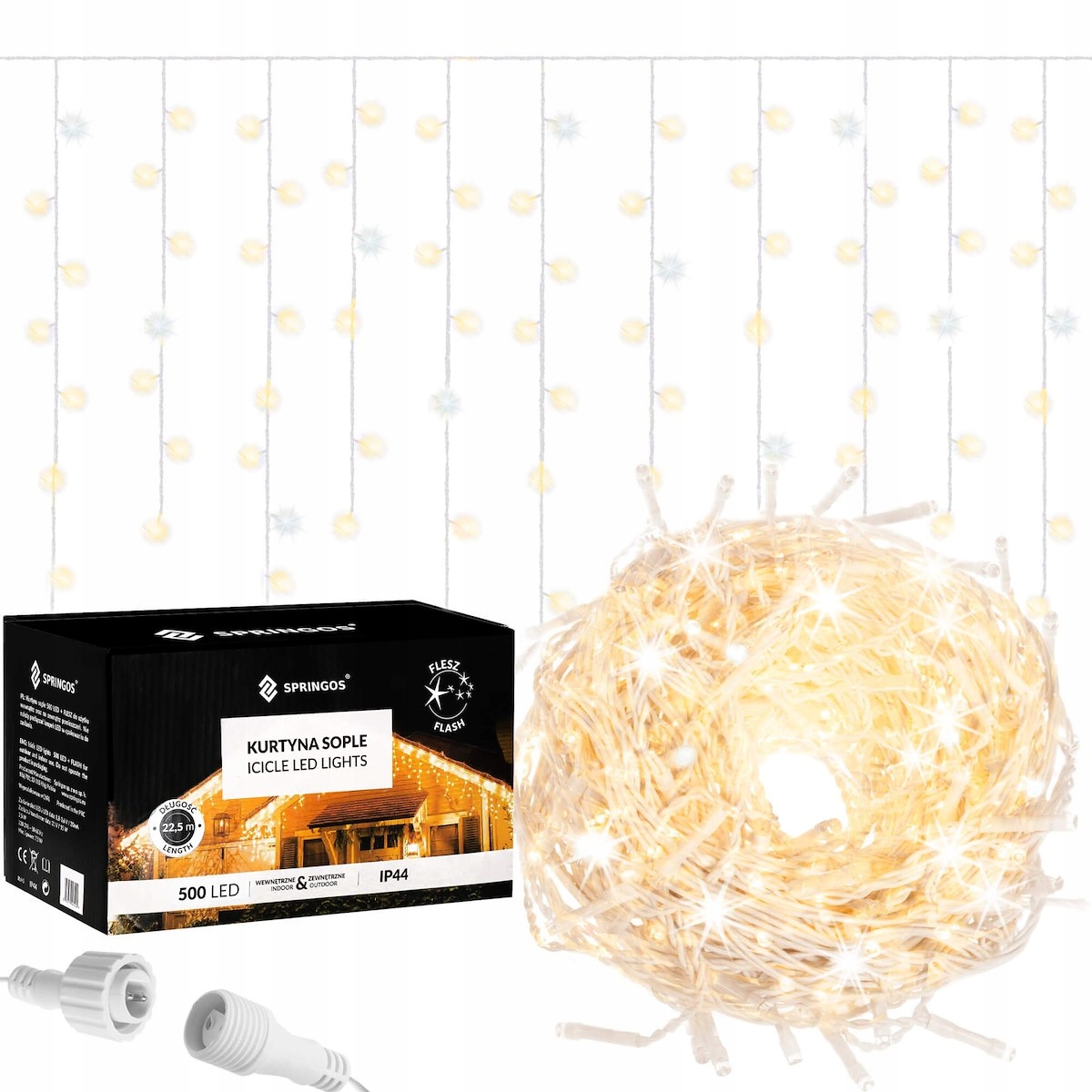 Kurtyna świetlna Springos 500 LED – Idealne oświetlenie do Twojego domu i ogrodu