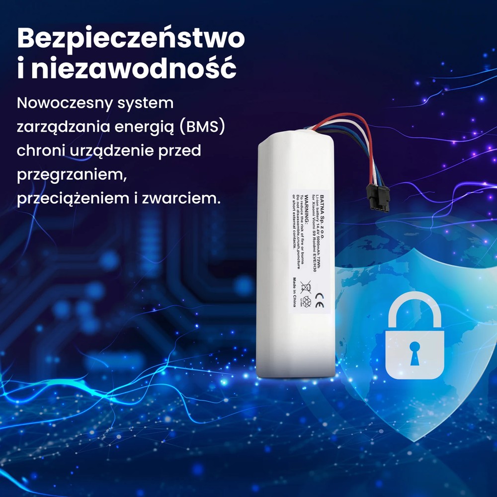 bezpieczna bateria do odkurzaczy automatycznych
