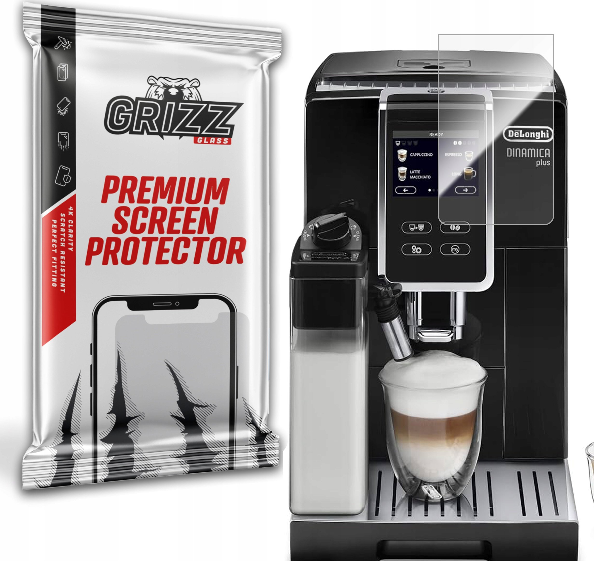 GrizzGlass Szkło hybrydowe GrizzGlass HybridGlass do DeLonghi Dinamica Plus ECAM 370.70.B – Ochrona i styl w jednym