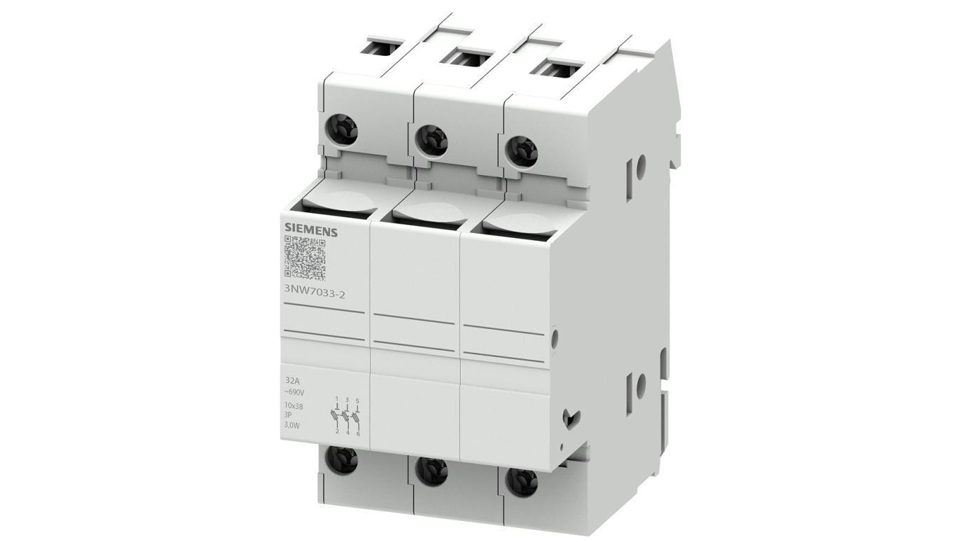 Podstawa bezpiecznikowa do wkładek cylindrycznych 10x38 mm 32A 3P 3NW7033-2 – Bezpieczeństwo w Twoim domu