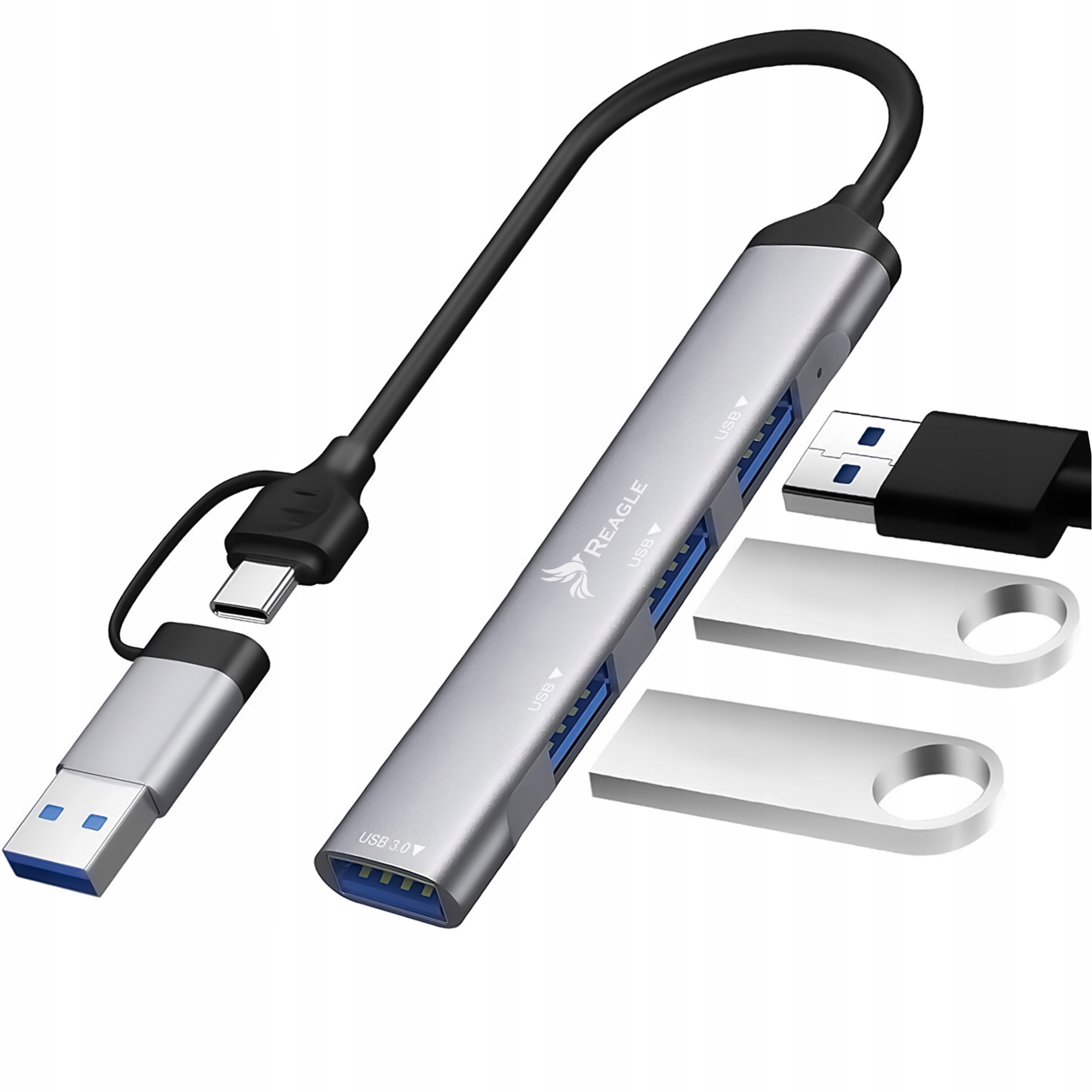 Hub USB-C i USB-A 2w1 – Rozdzielacz na 4x porty USB od Reagle