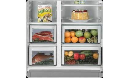 Szuflady w lodówce i zamrażarce