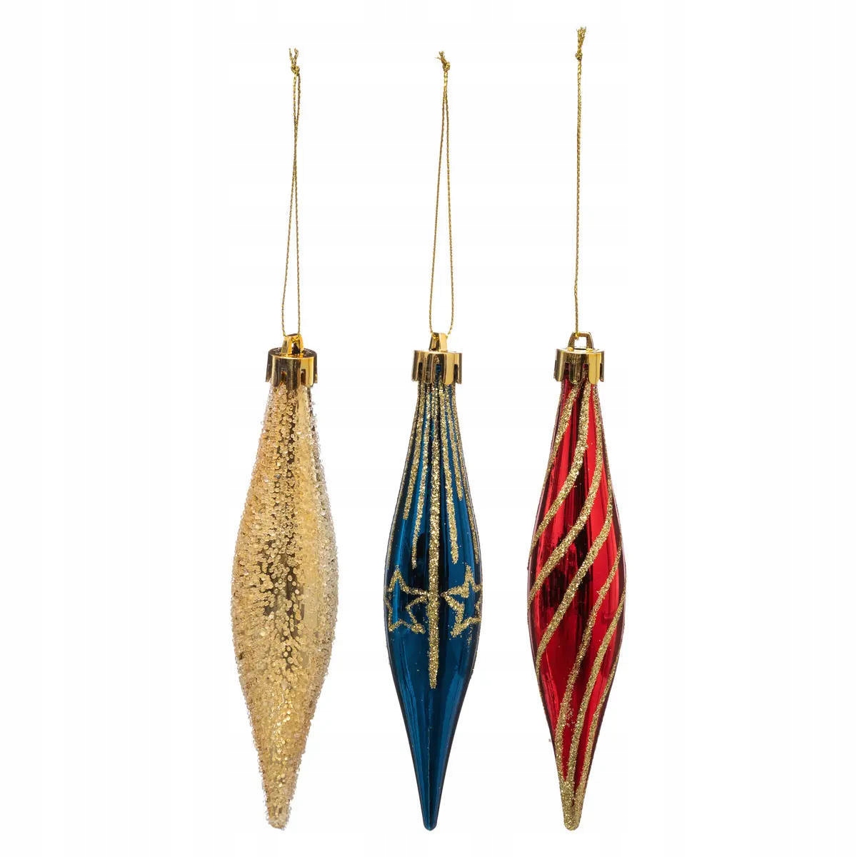 Atmosphera Bombki sople z tworzywa sztucznego – Zestaw 3 sztuk na świąteczne dekoracje