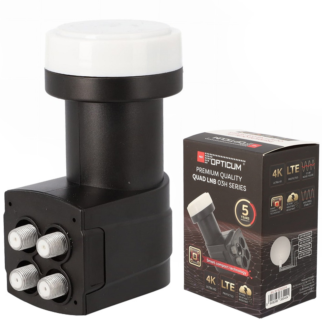 Konwerter Satelitarny QUAD Opticum RED LNB 03H Premium – Doskonałe rozwiązanie do odbioru sygnału satelitarnego