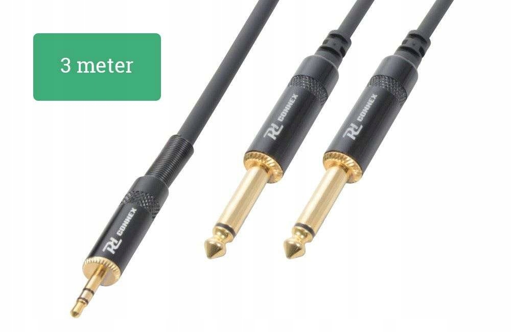 Kabel mini Jack męski (3,5mm) Stereo - 2x Jack 6,3mm Mono 3m – Profesjonalna jakość dźwięku