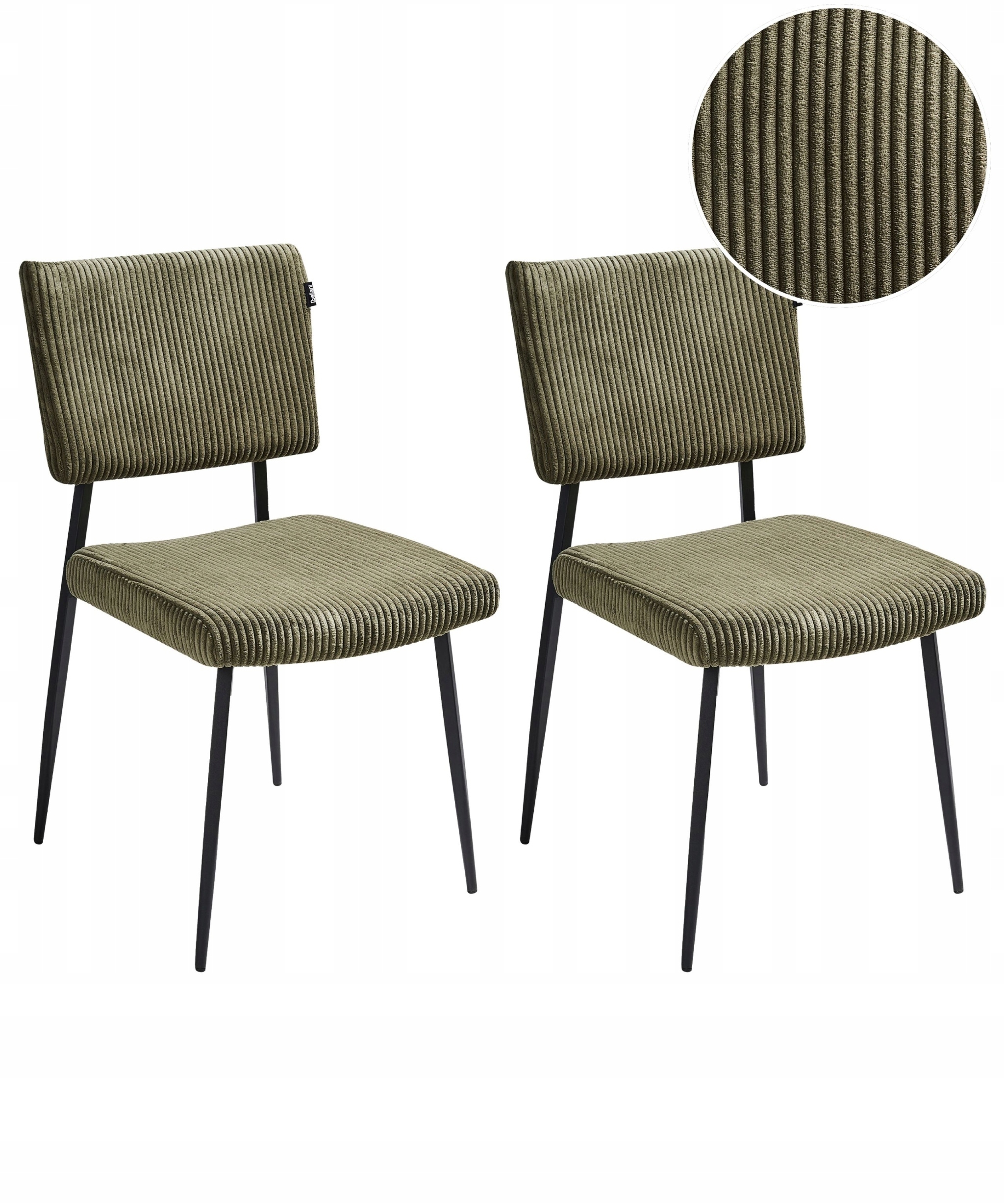 Zestaw 2 krzeseł do jadalni STURGIS Sztruks Oliwkowy – Elegancja i komfort w Twoim wnętrzu