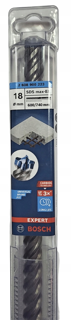 Wiertło Bosch WIERTŁO SDS MAX FI 18,00 600/740MM HM Z-4 8X EXPERT – Niezawodność w każdym wierceniu