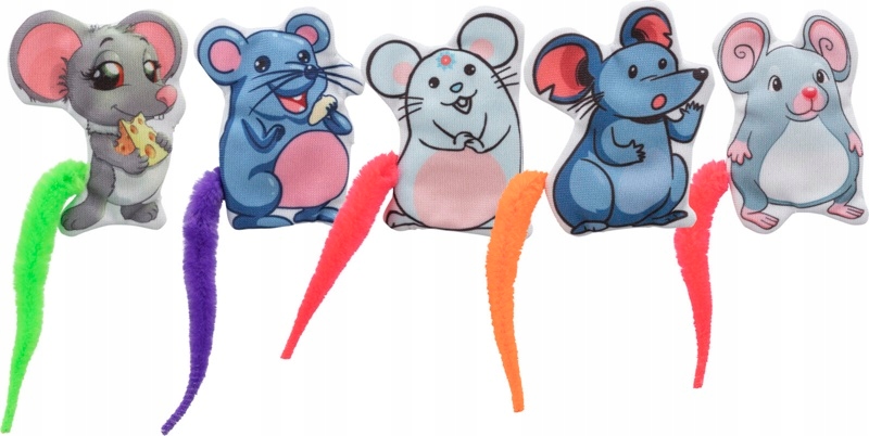 Trixie Zestaw myszek dla kota – Płaskie, poliester, 7,5 cm, z kocimiętką, 110 szt/OPAK
